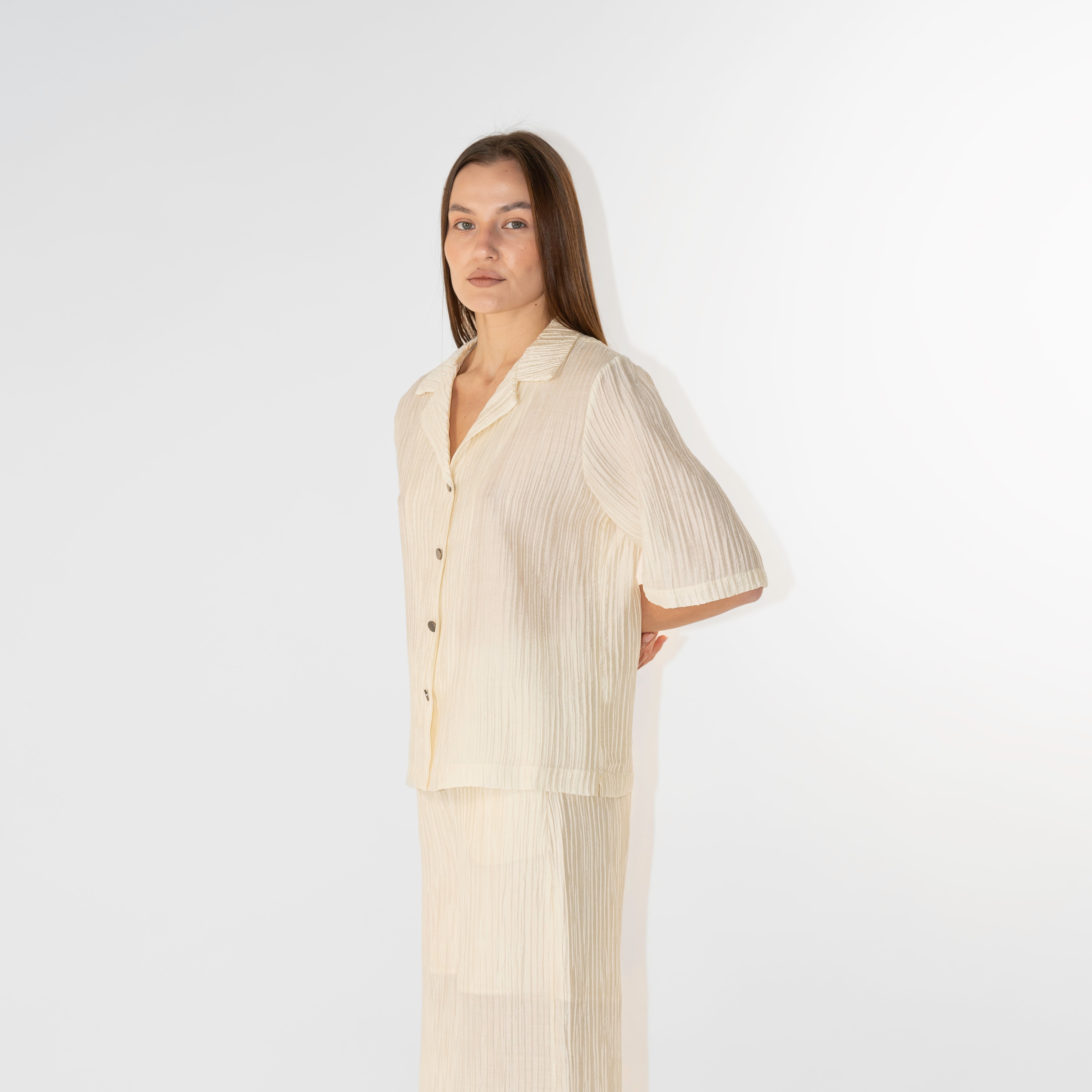 Camicia crinkle maniche corte