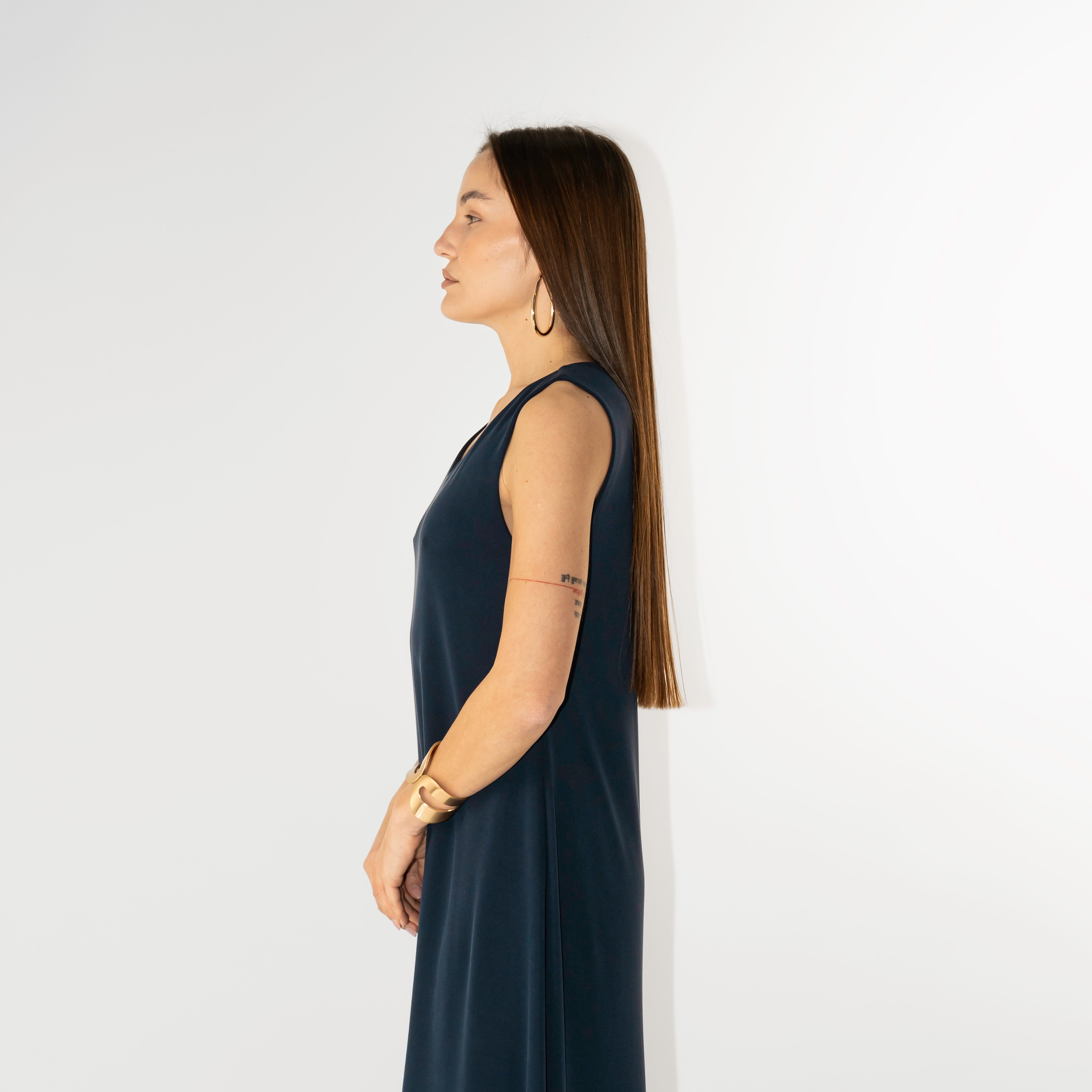 Abito maxi scollo tondo smanicato