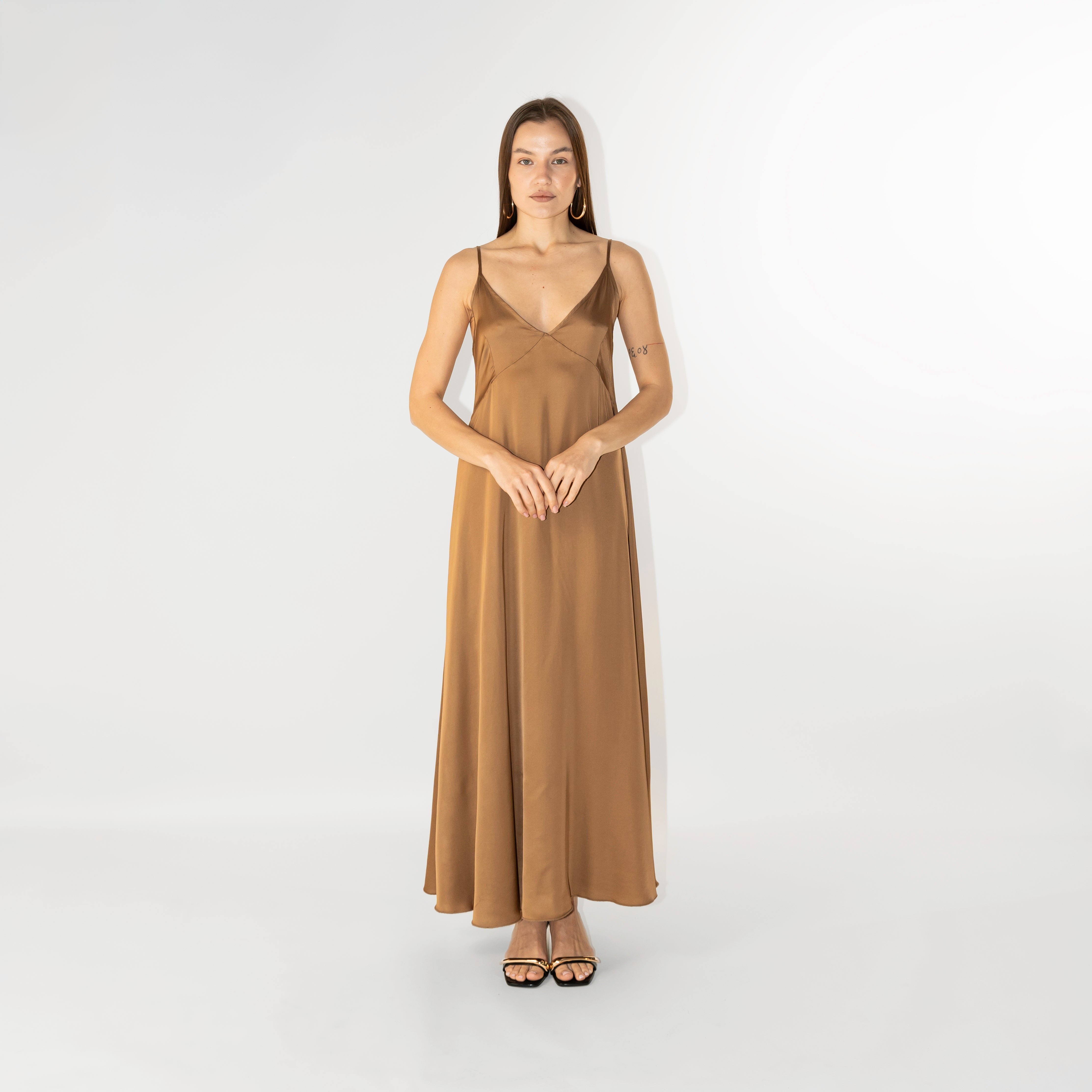 Abito maxi in raso viscosa