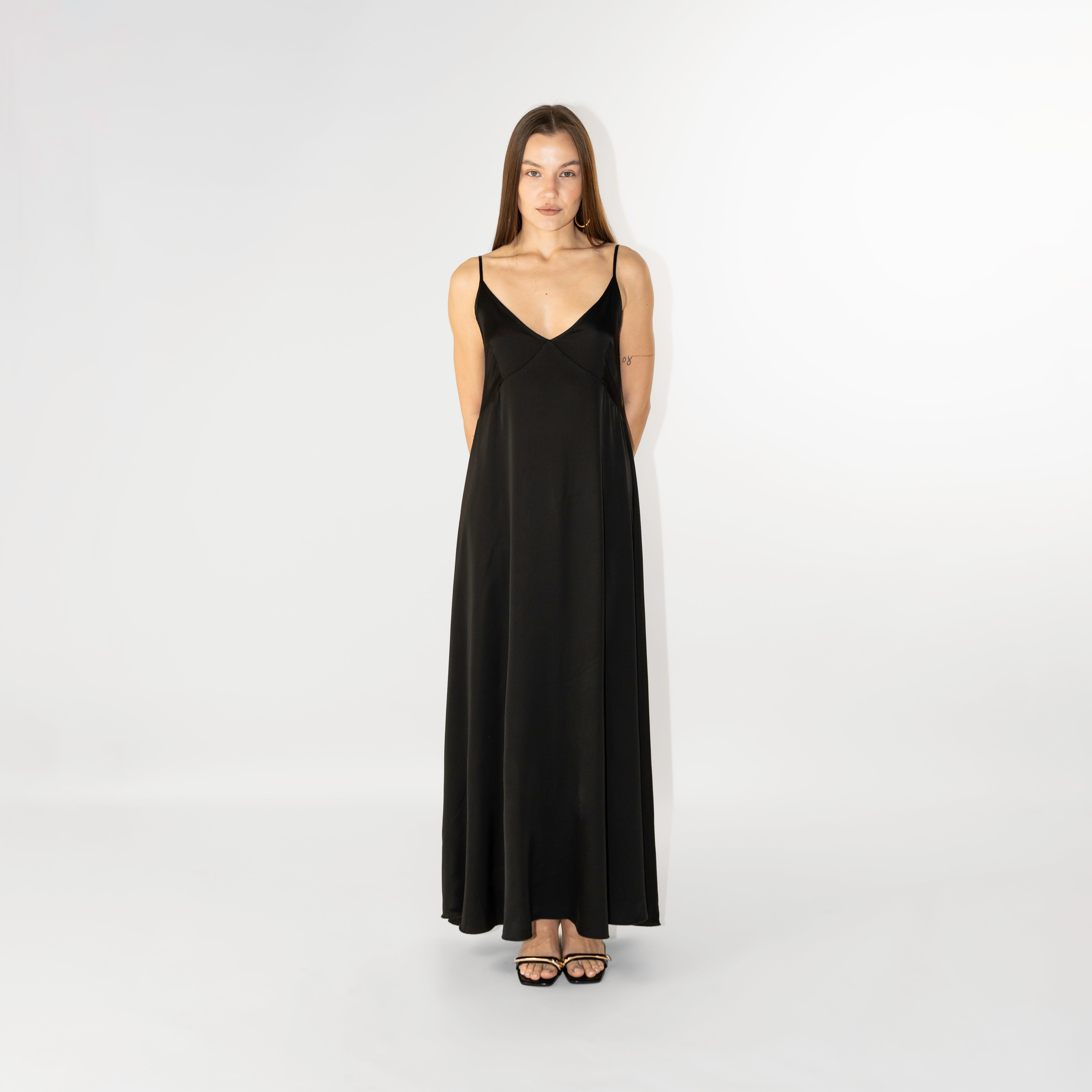 Abito maxi in raso viscosa