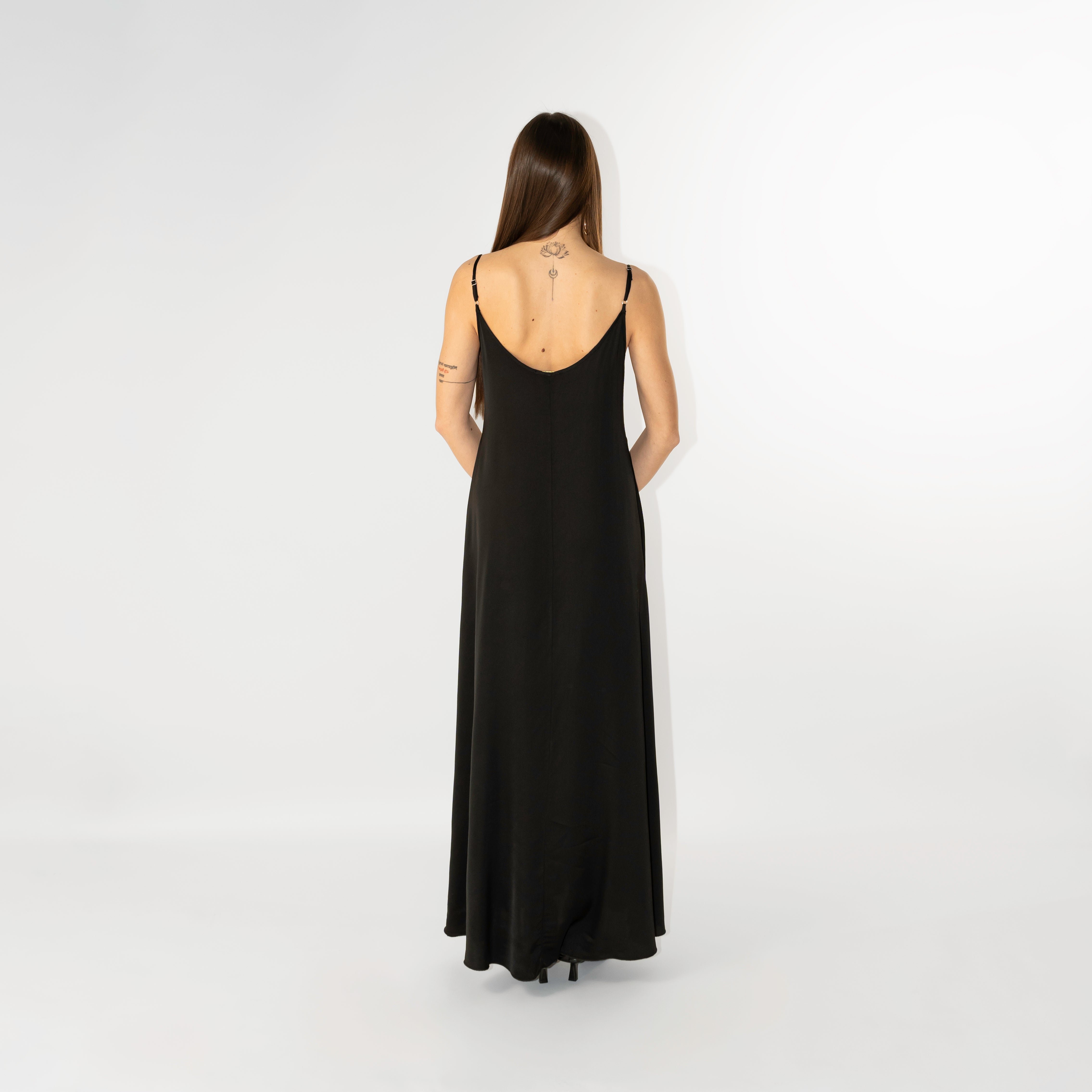 Abito maxi in raso viscosa