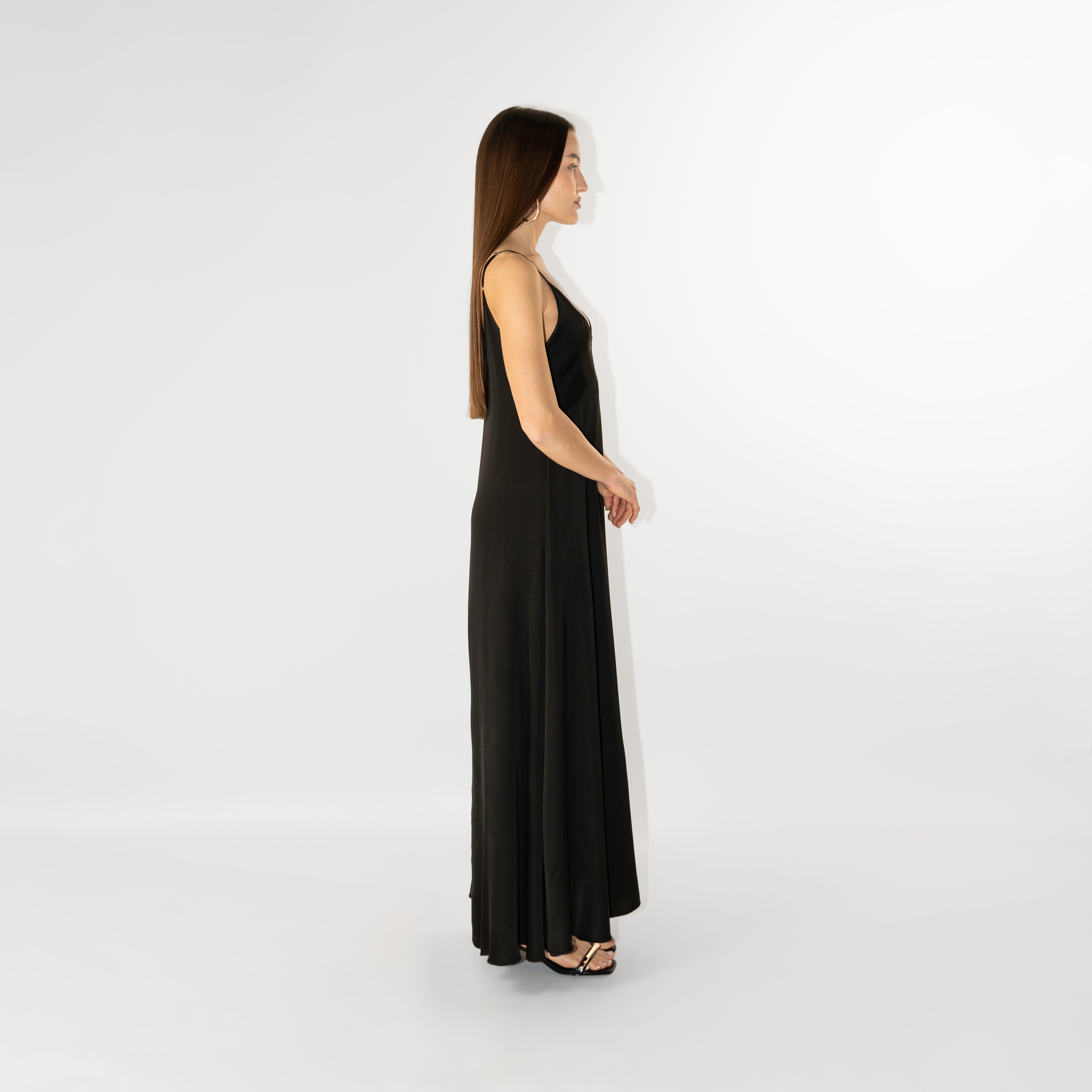 Abito maxi in raso viscosa