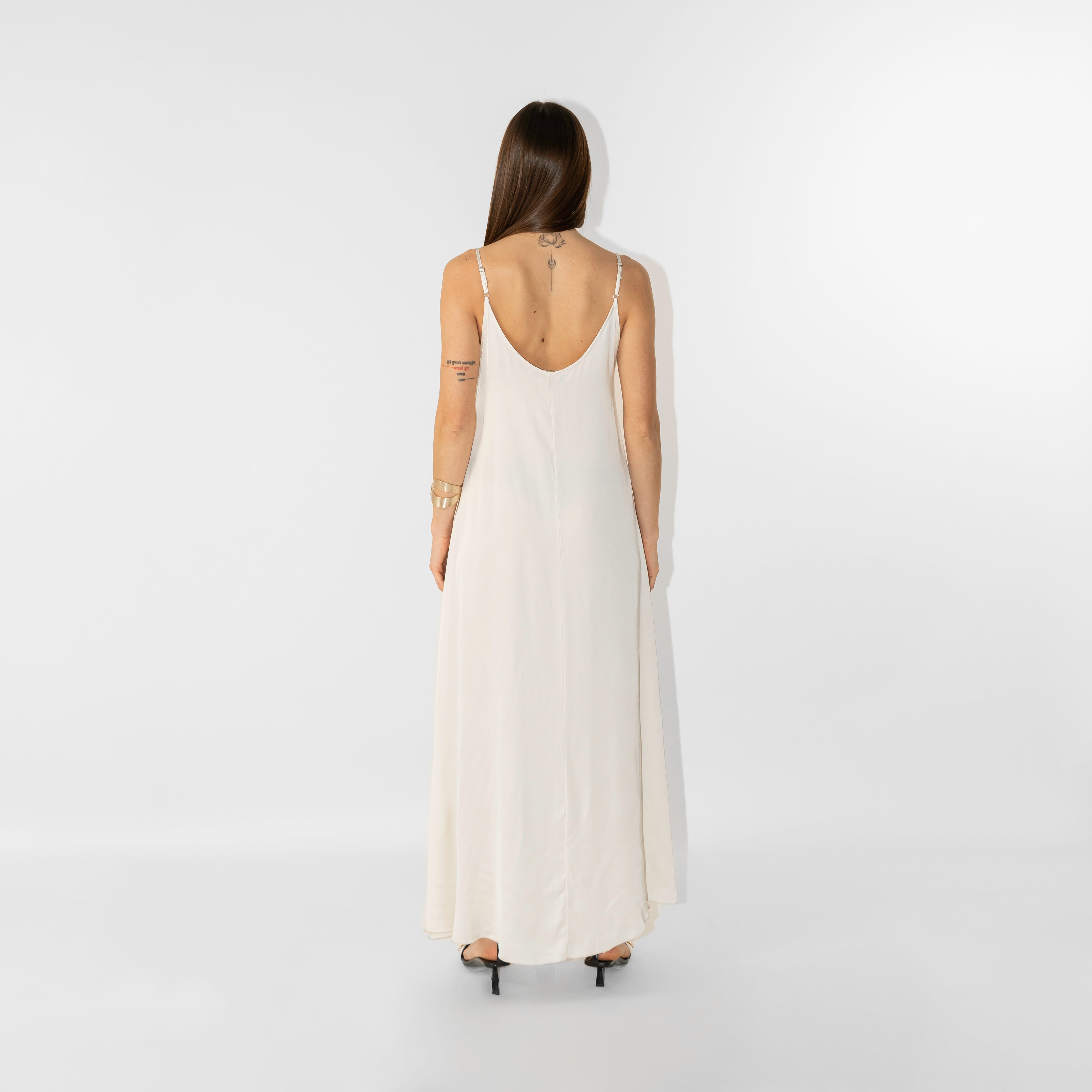 Abito maxi in raso viscosa