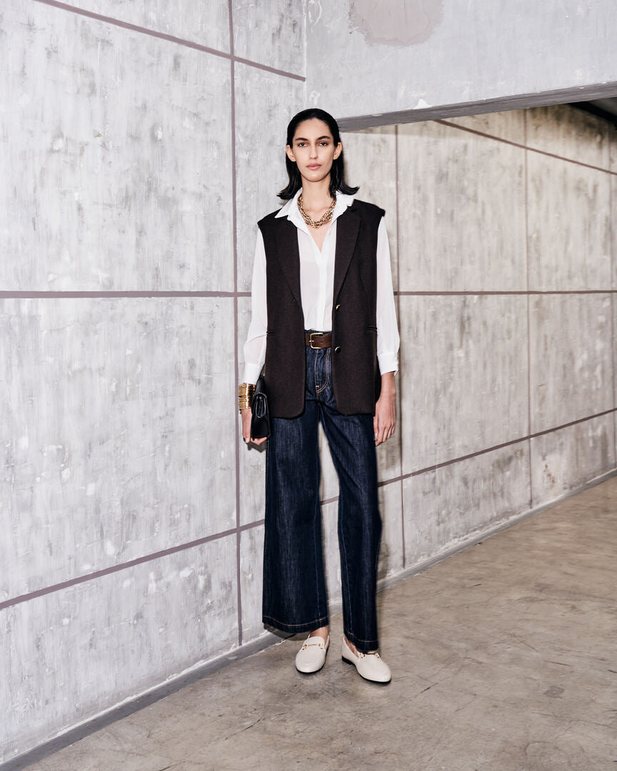 Gilet in lana con revers