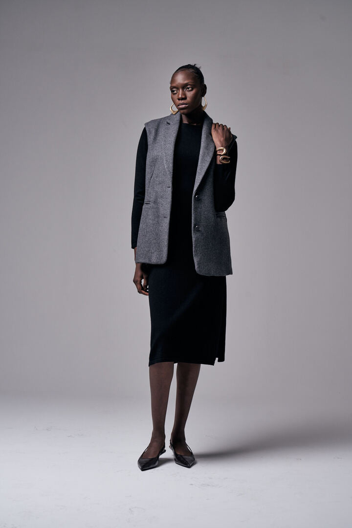 Gilet in lana con revers