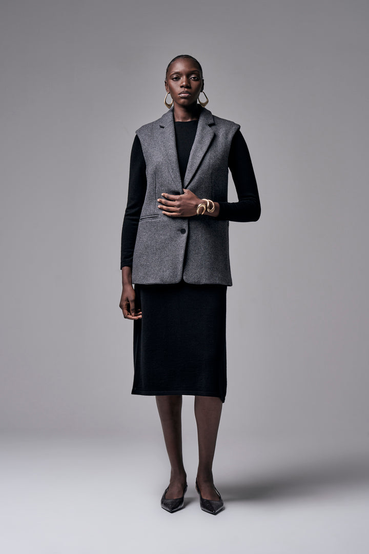 Gilet in lana con revers