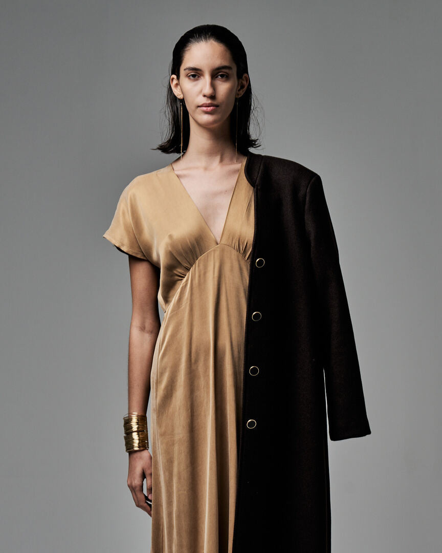 Abito lungo in cupro