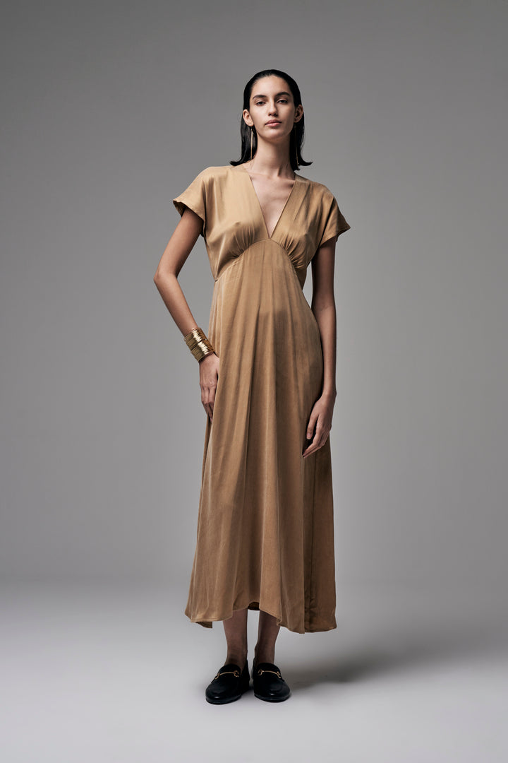 Abito lungo in cupro