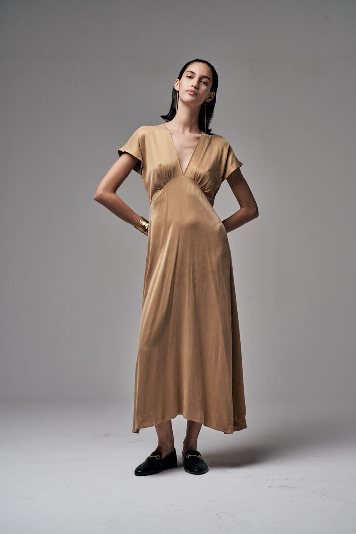 Abito lungo in cupro
