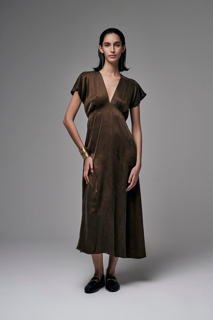 Abito lungo in cupro