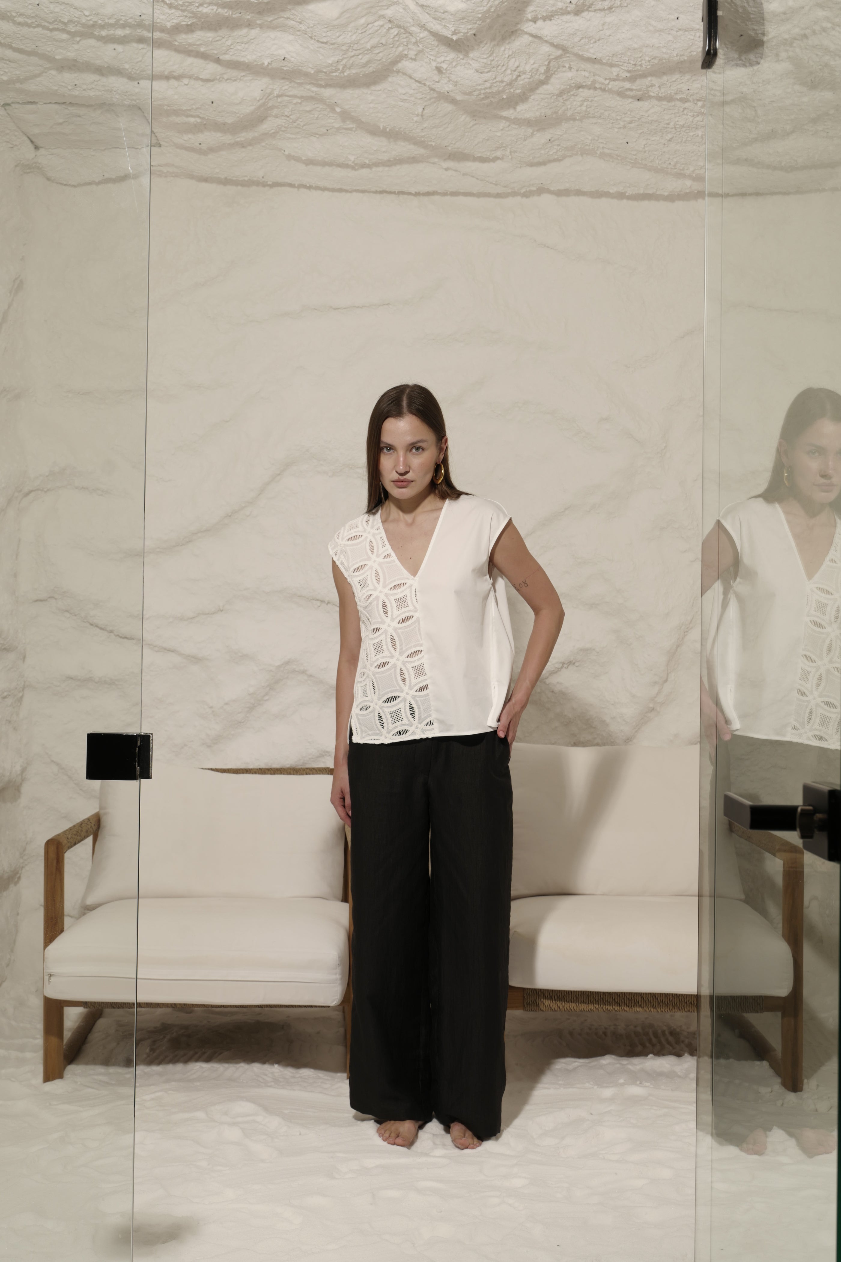 PANTALONI DRITTI IN LINO