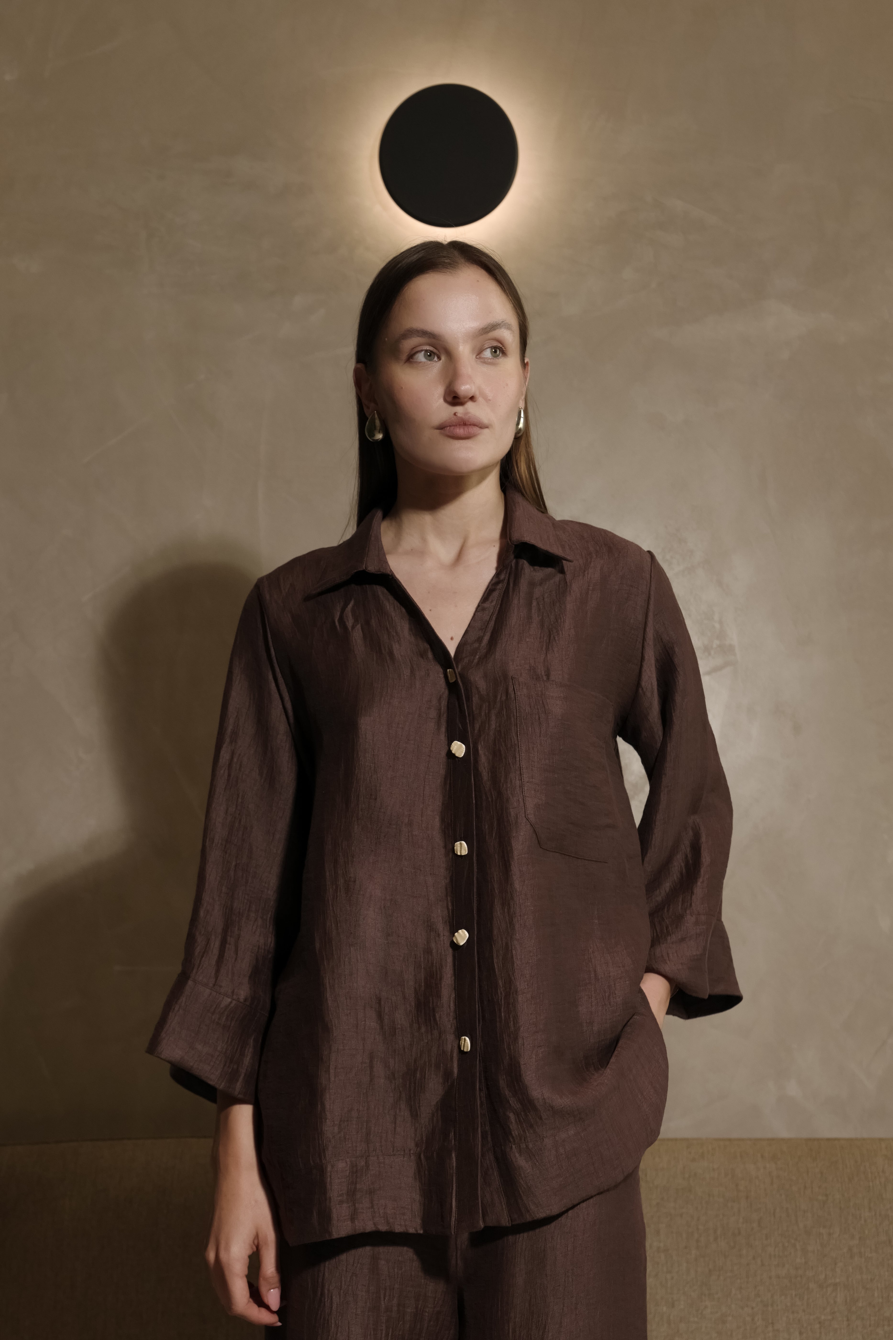 CAMICIA DAL TAGLIO MORBIDO CON MANICHE A 3/4 IN LINO
