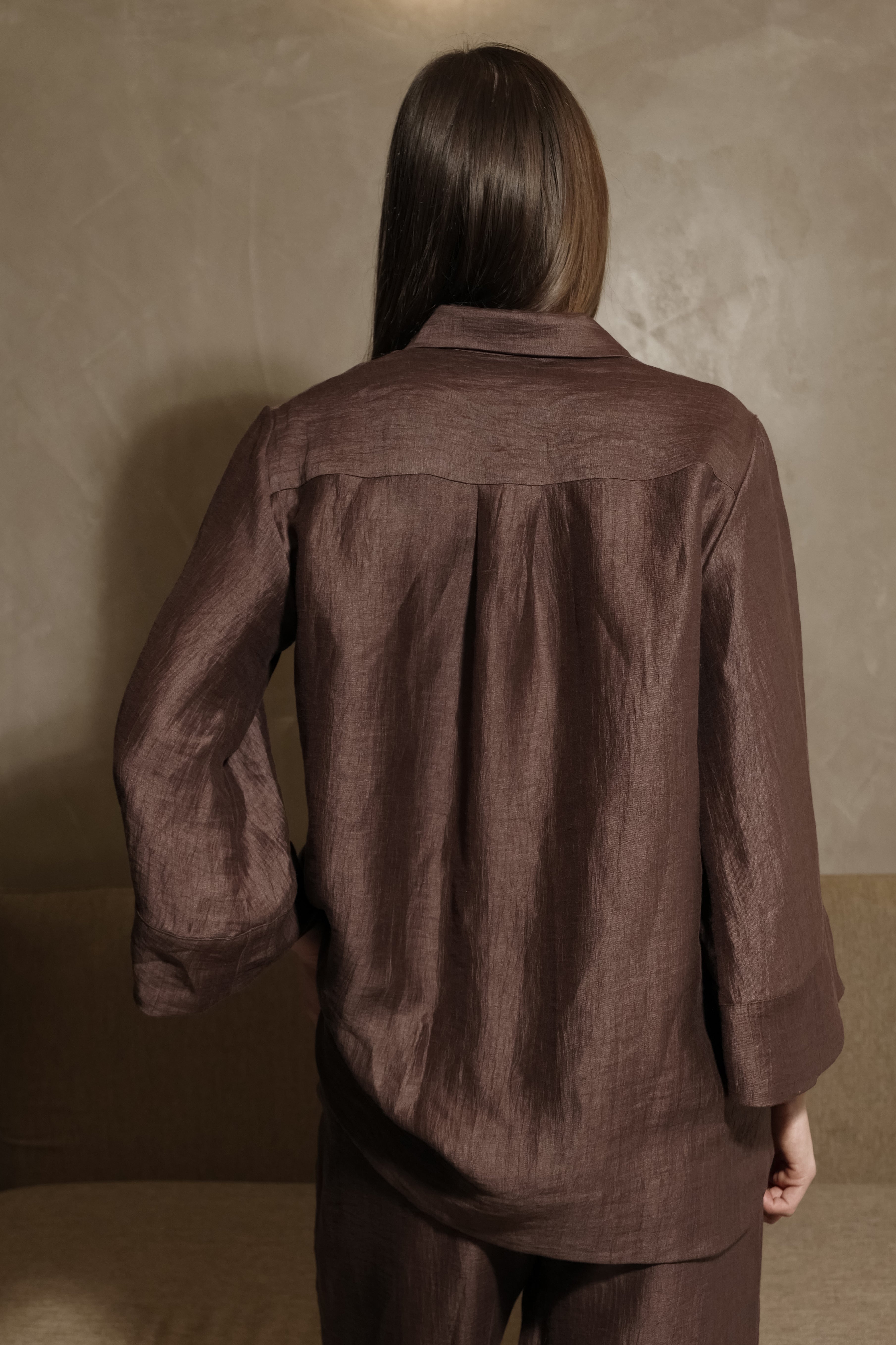 CAMICIA DAL TAGLIO MORBIDO CON MANICHE A 3/4 IN LINO