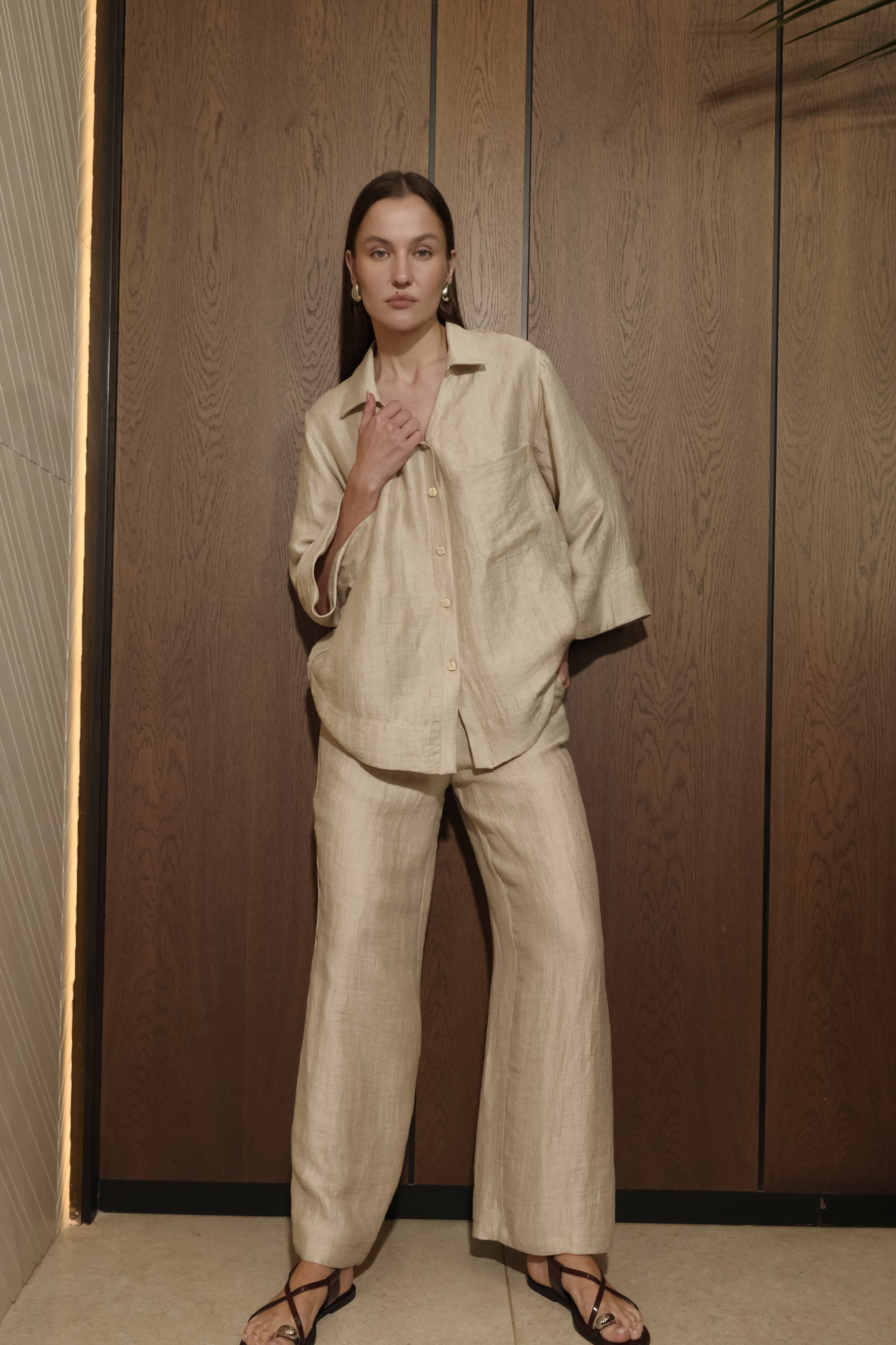 PANTALONI DRITTI IN LINO