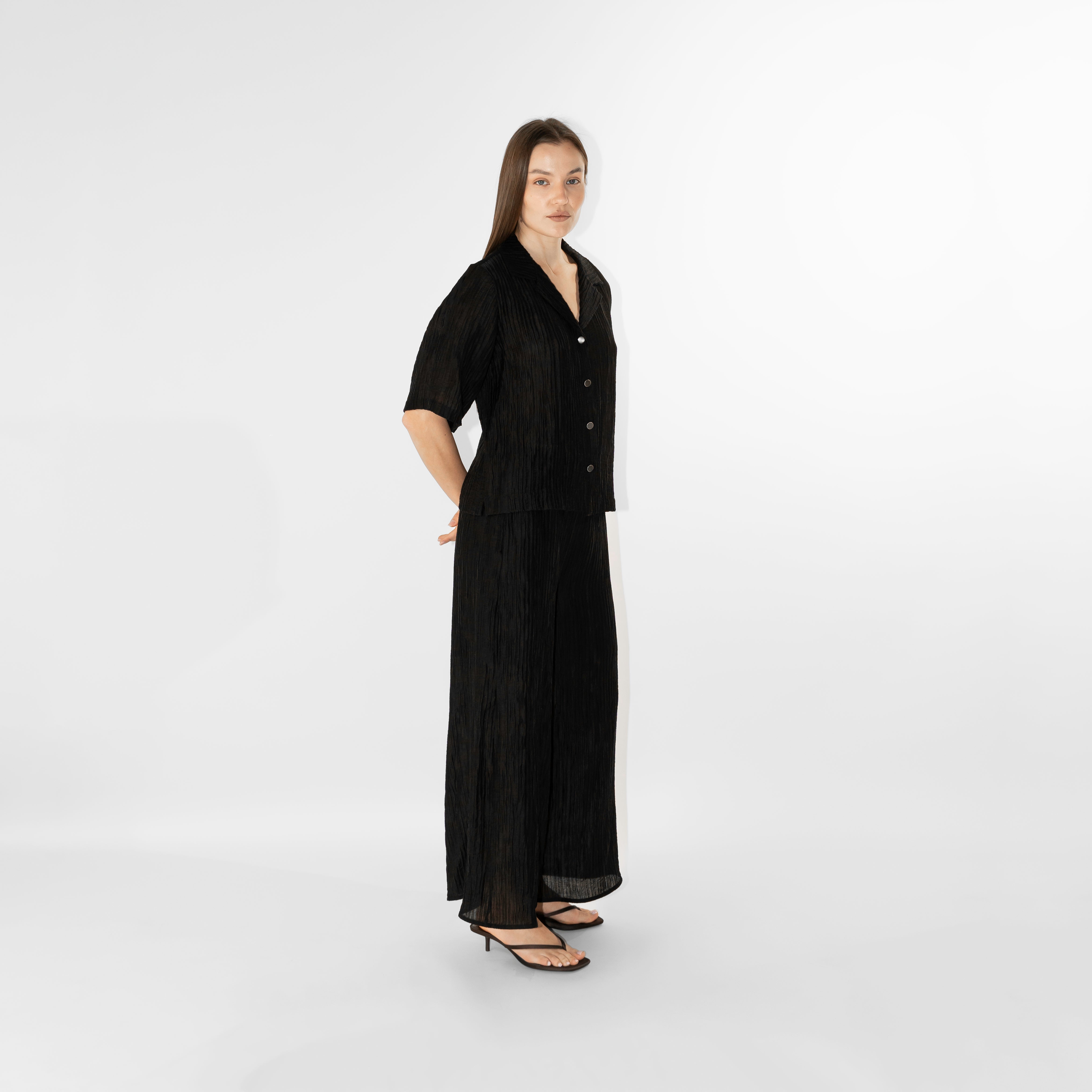 Camicia crinkle maniche corte