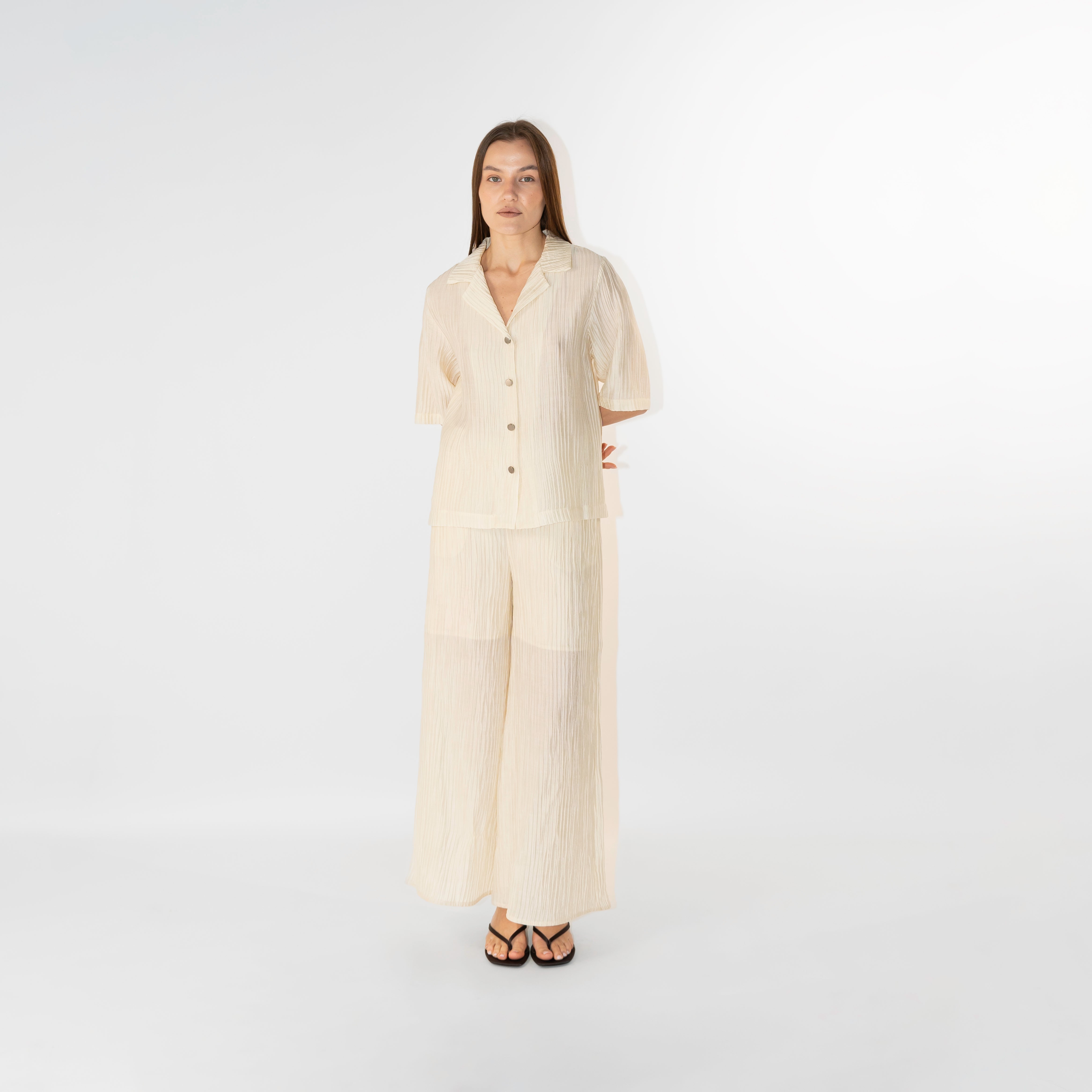 Camicia crinkle maniche corte