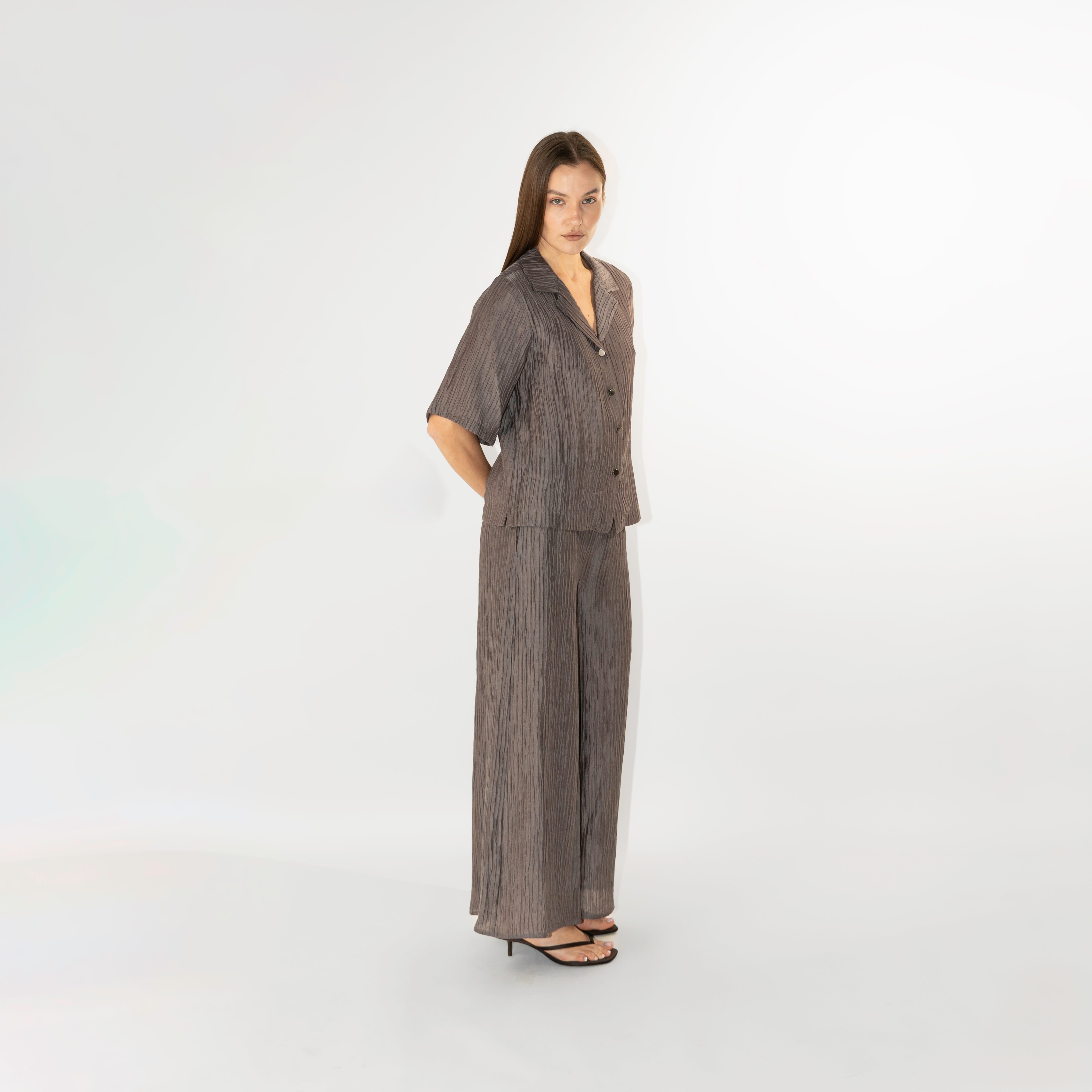 Camicia crinkle maniche corte