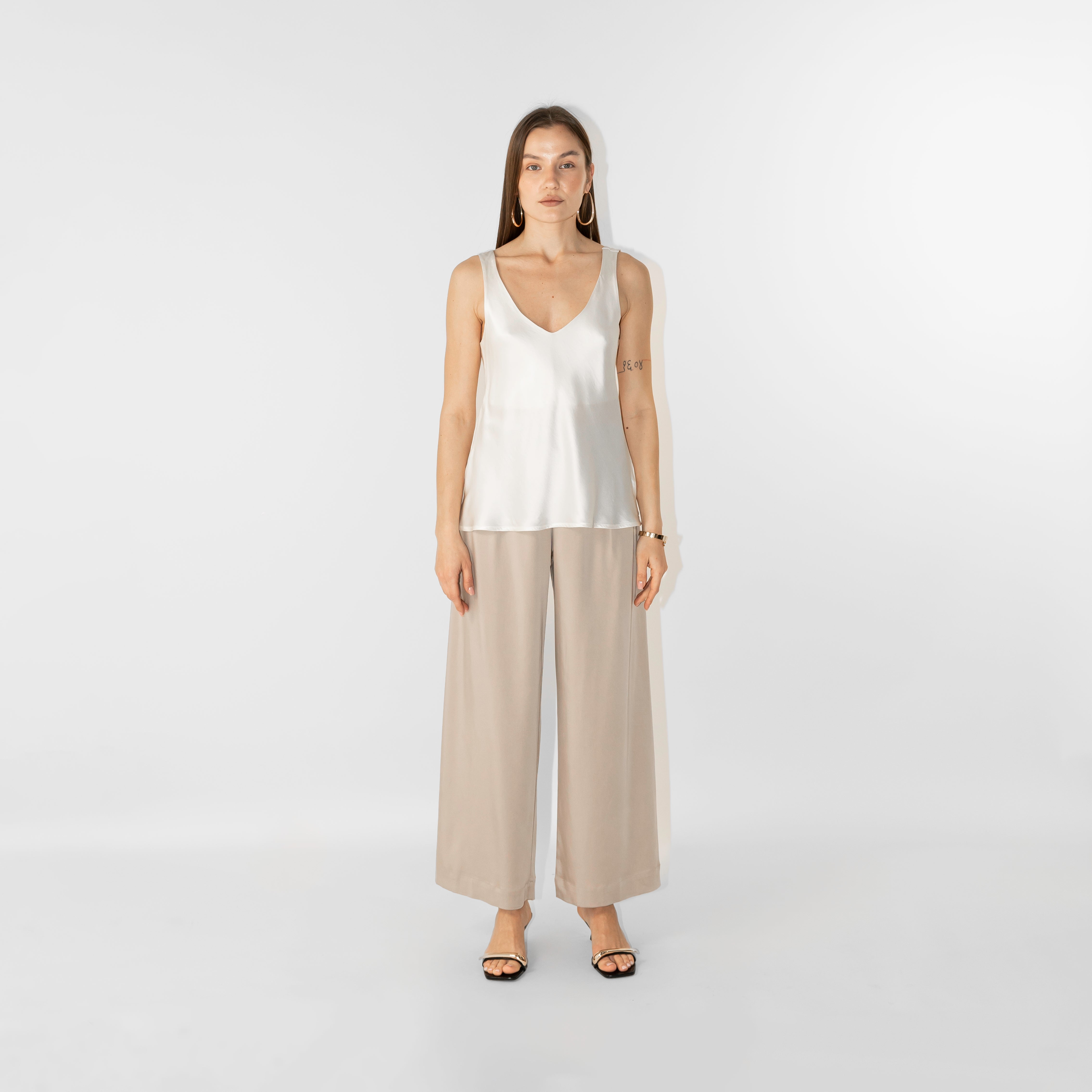 Pantaloni in tencel wide leg fit