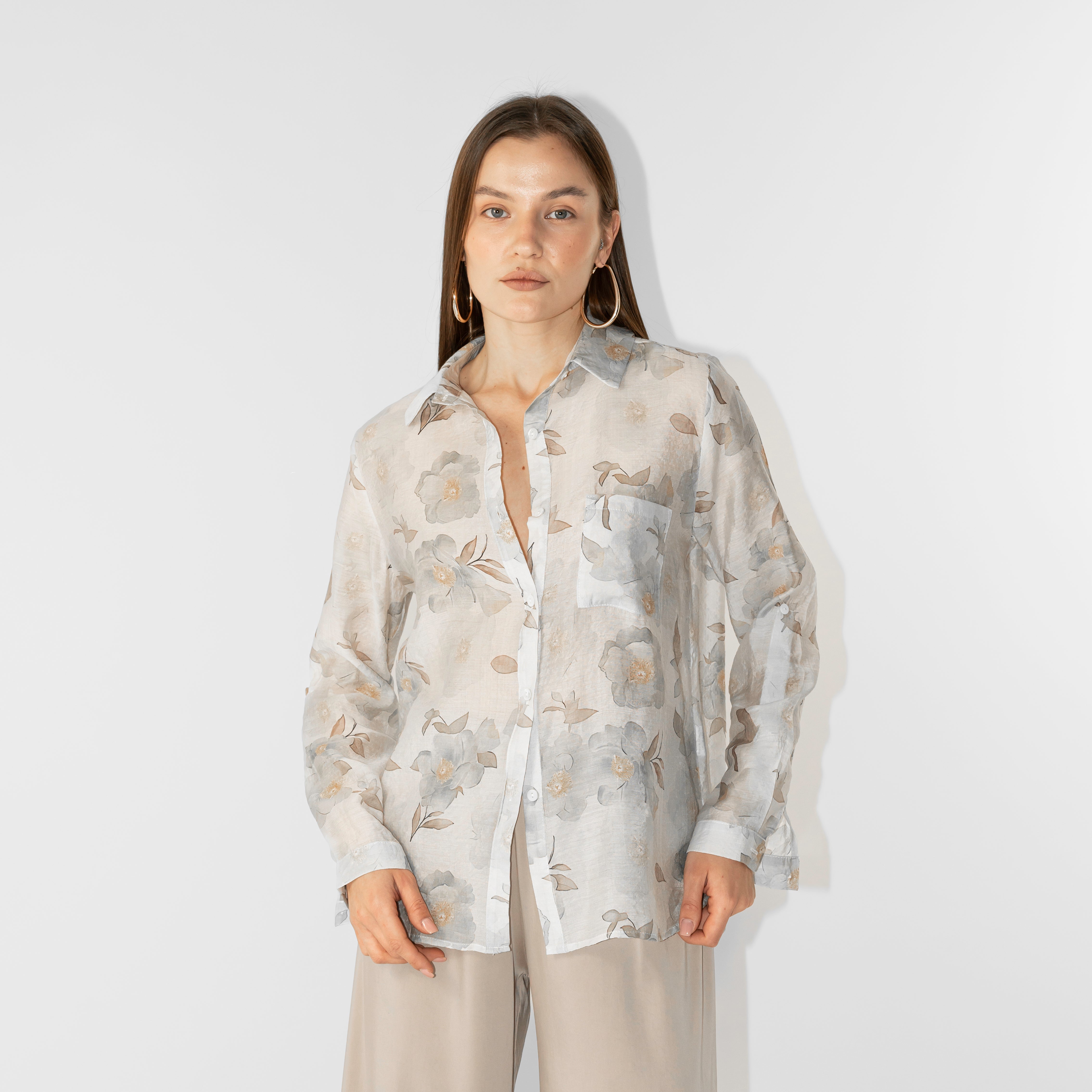 Camicia in rayon stampa floreale