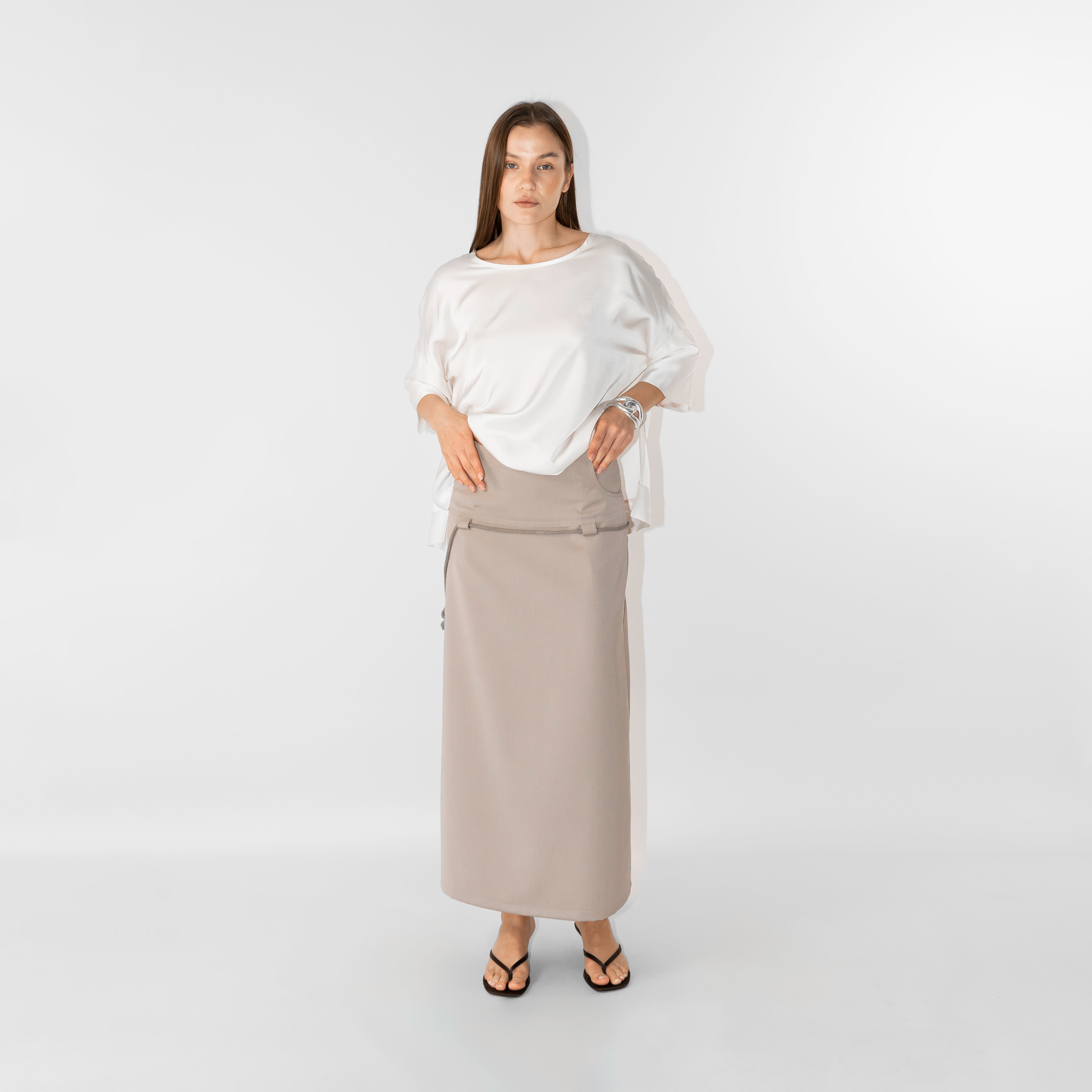 T-shirt in raso viscosa manica 3/4