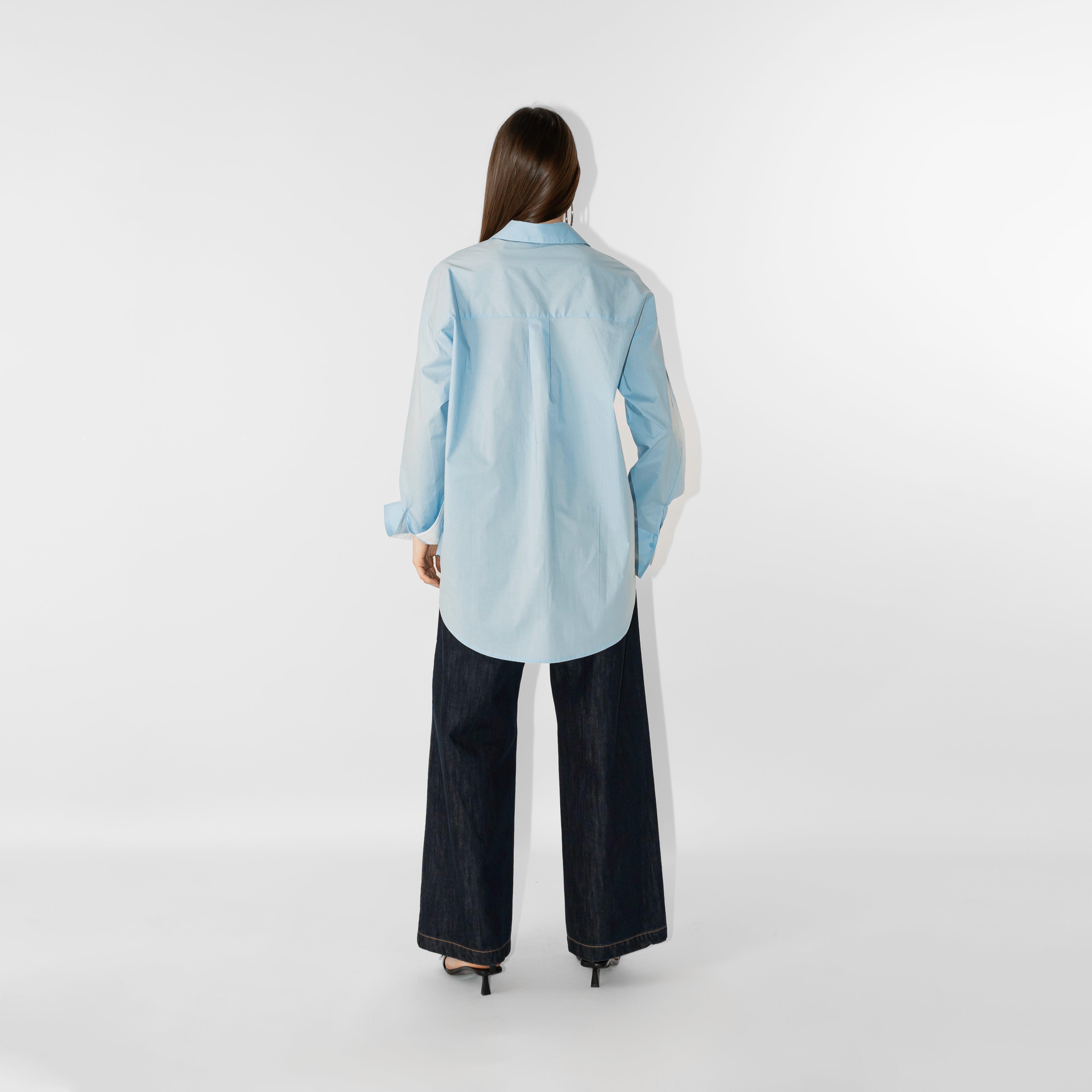 Camicia popelin con polsini a contrasto