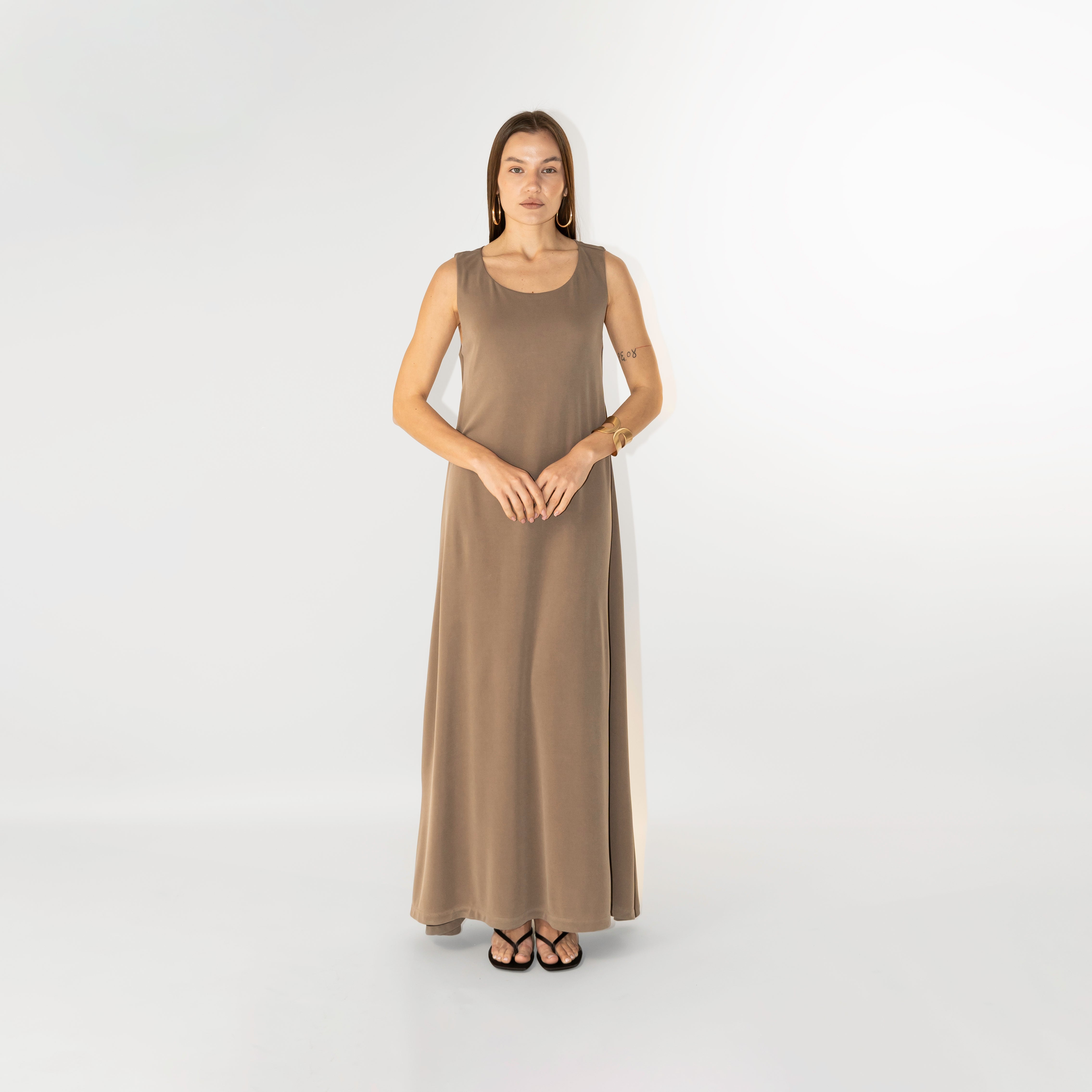 Abito maxi scollo tondo smanicato