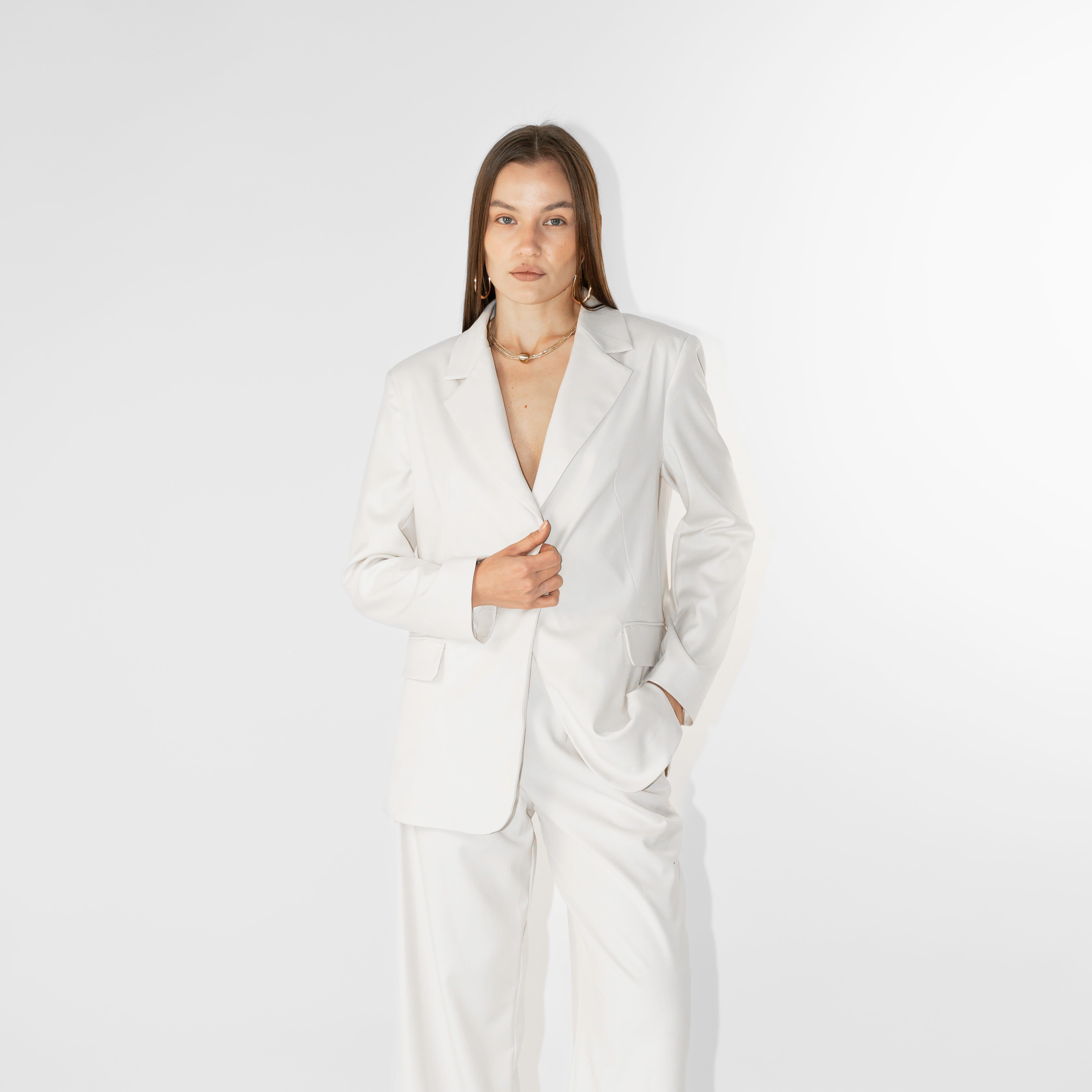 Pantaloni tailleur wide leg fit