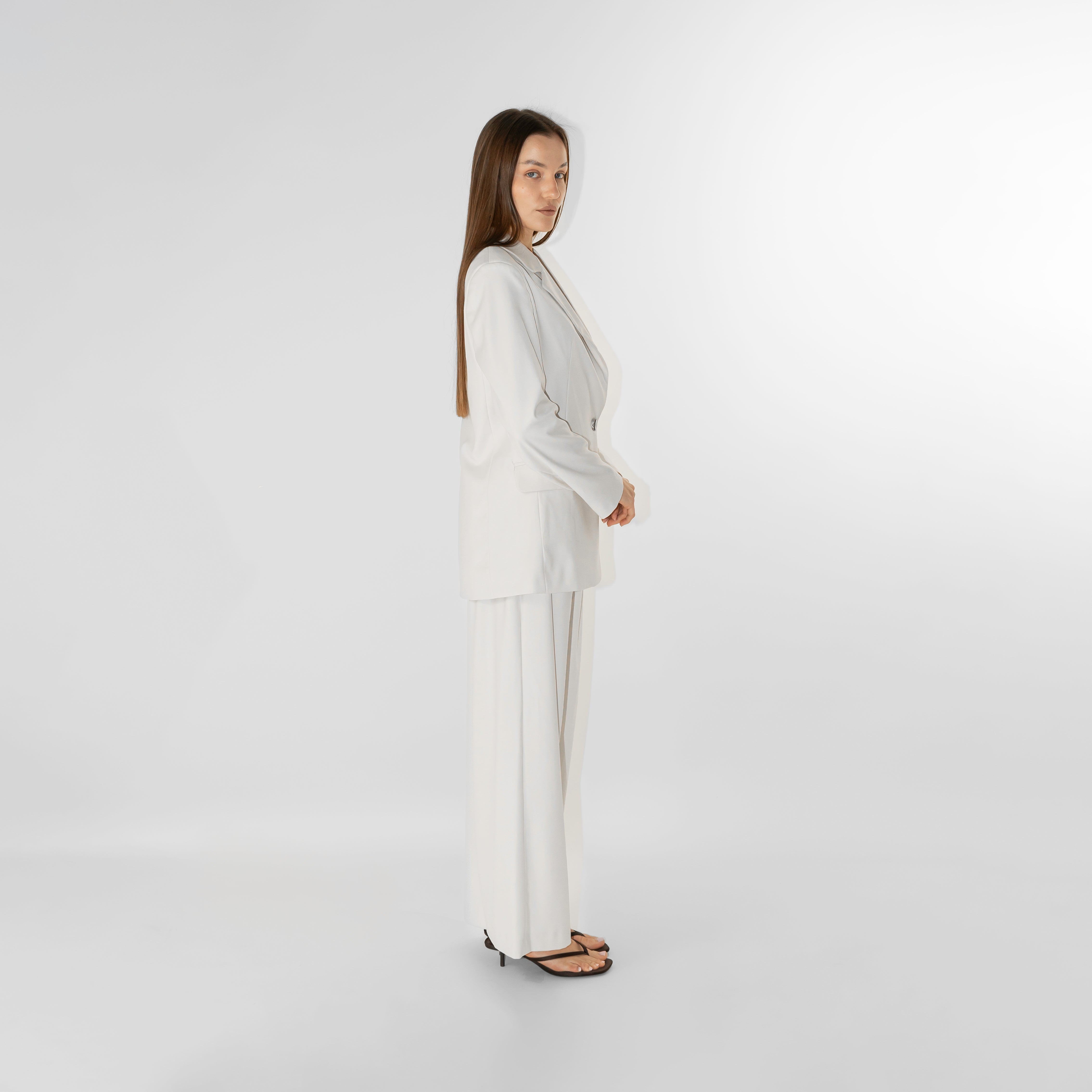 Pantaloni tailleur wide leg fit
