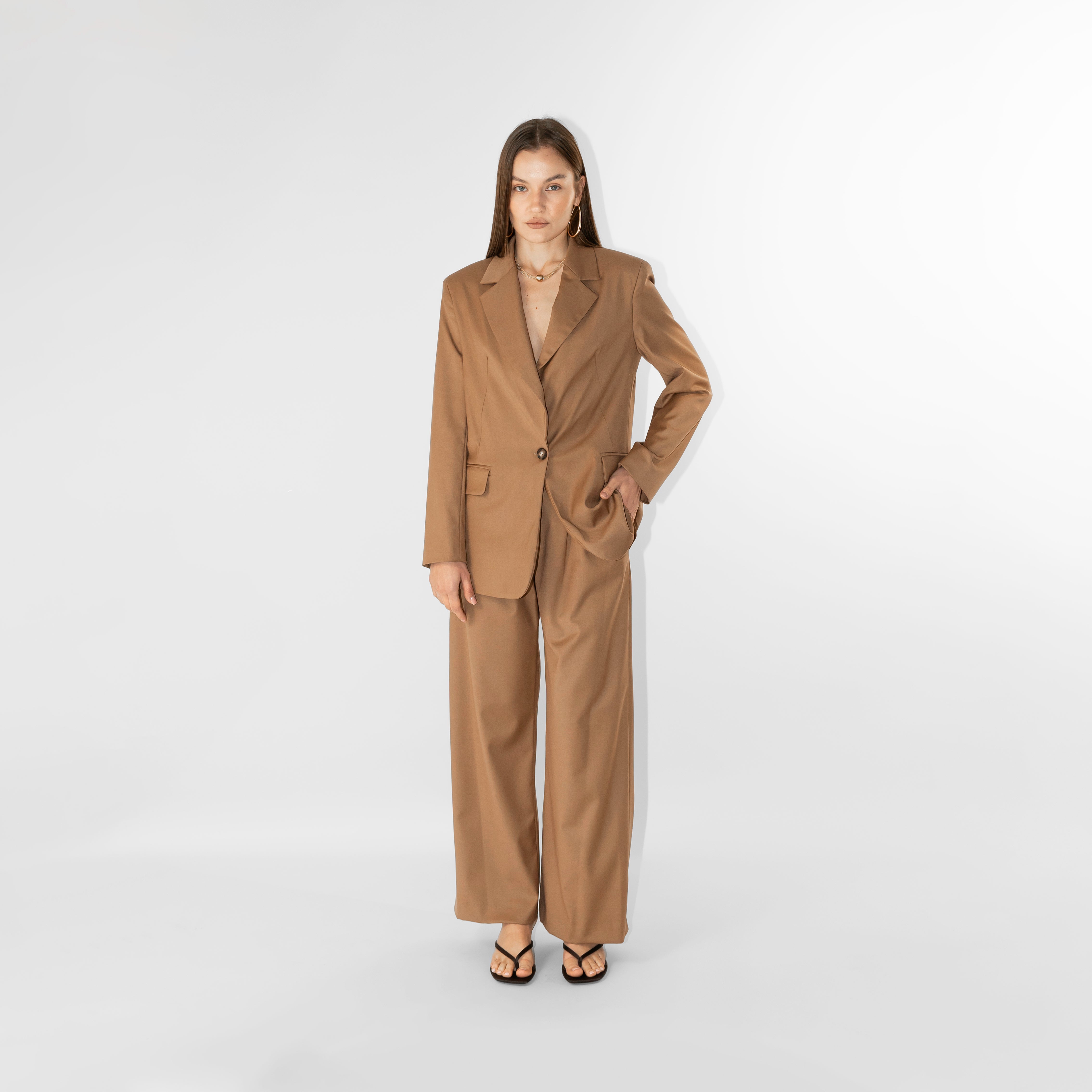 Pantaloni tailleur wide leg fit