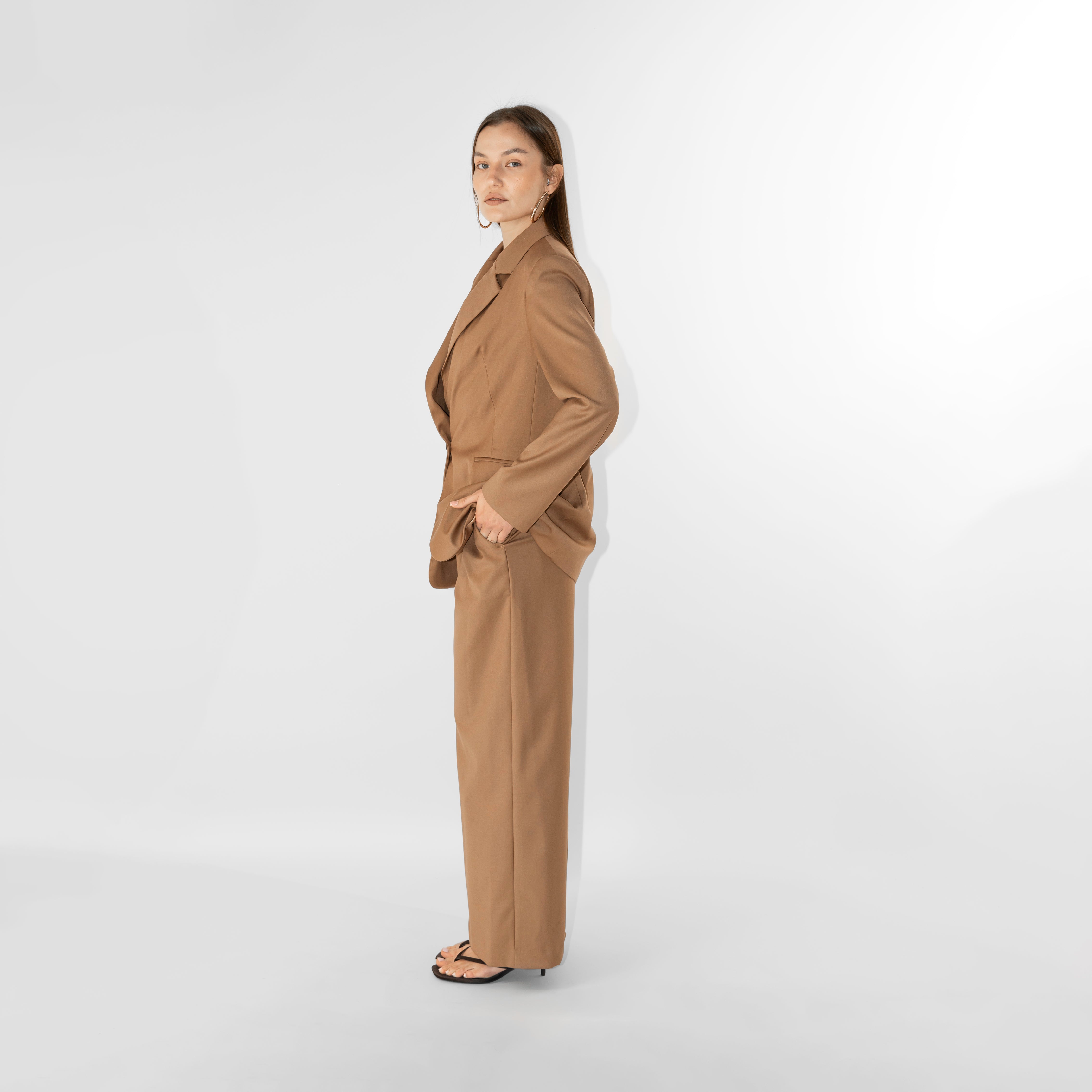 Pantaloni tailleur wide leg fit