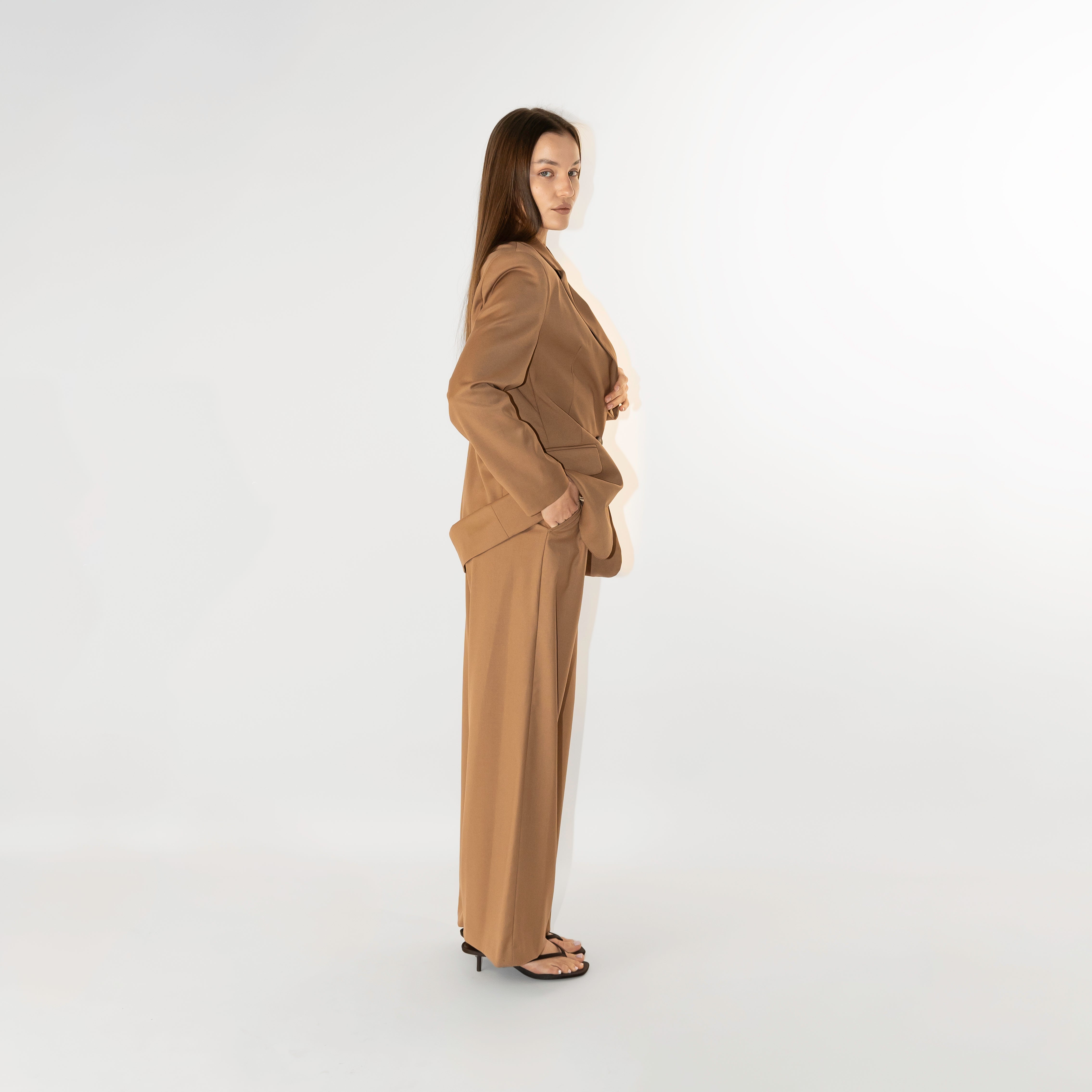 Pantaloni tailleur wide leg fit