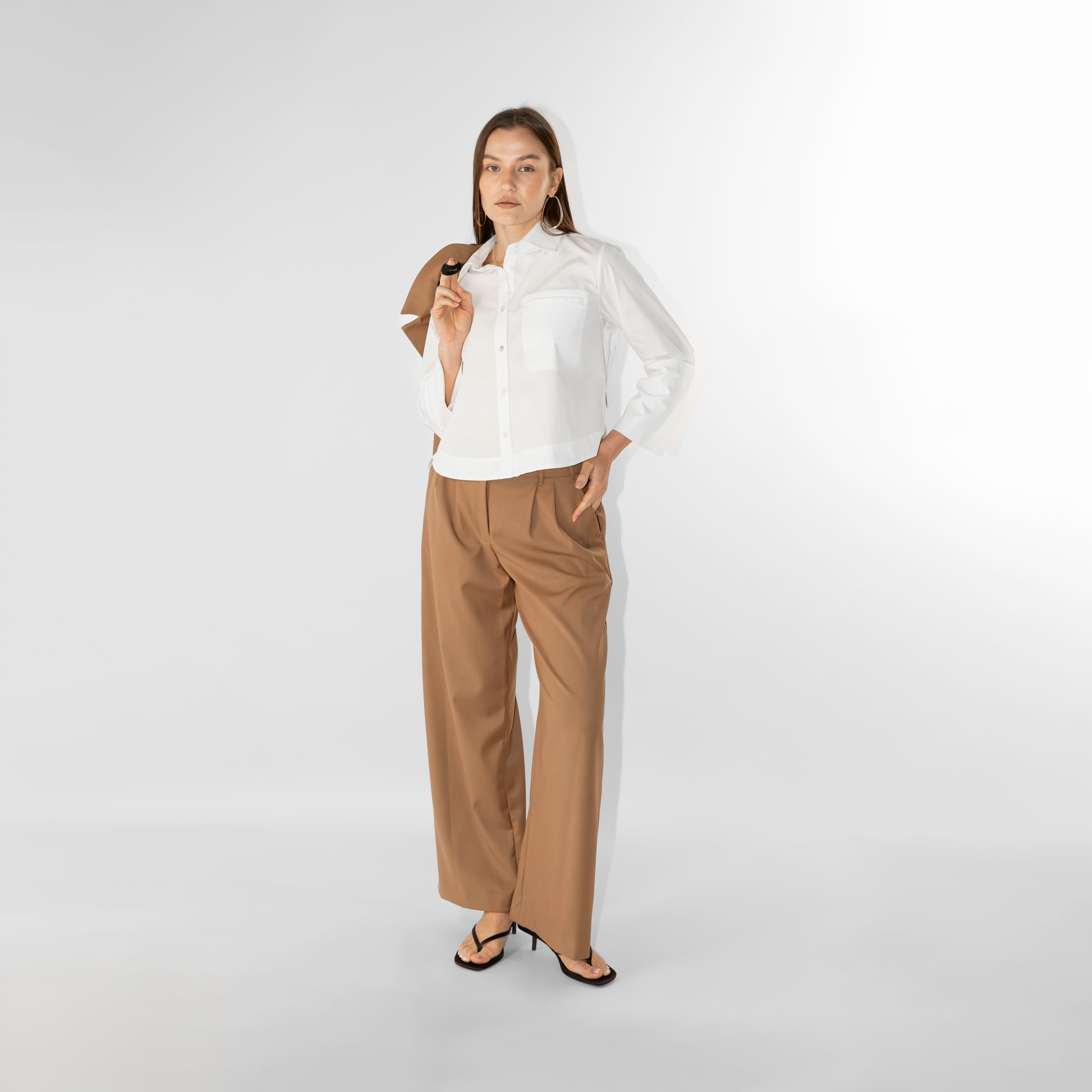 Pantaloni tailleur wide leg fit