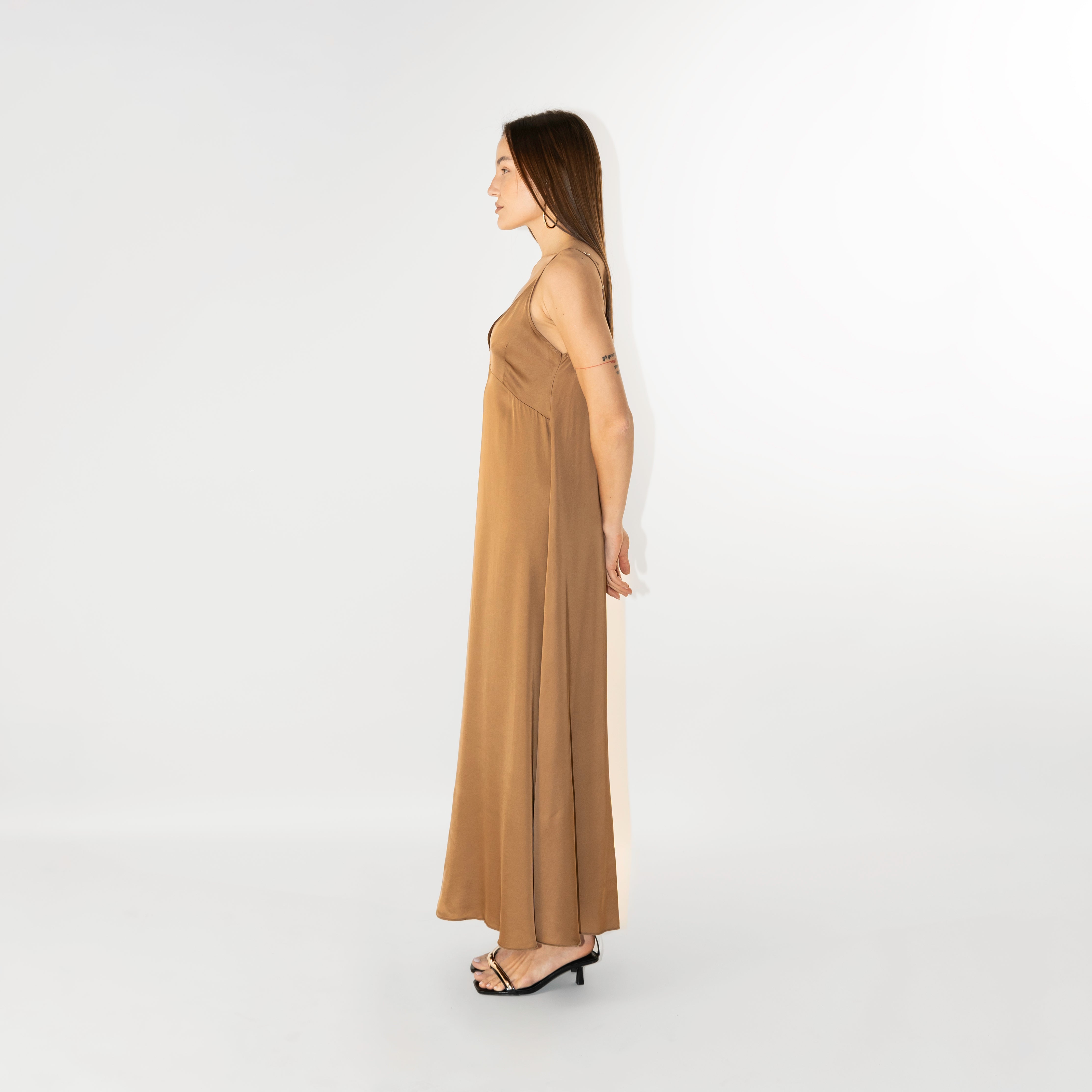 Abito maxi in raso viscosa