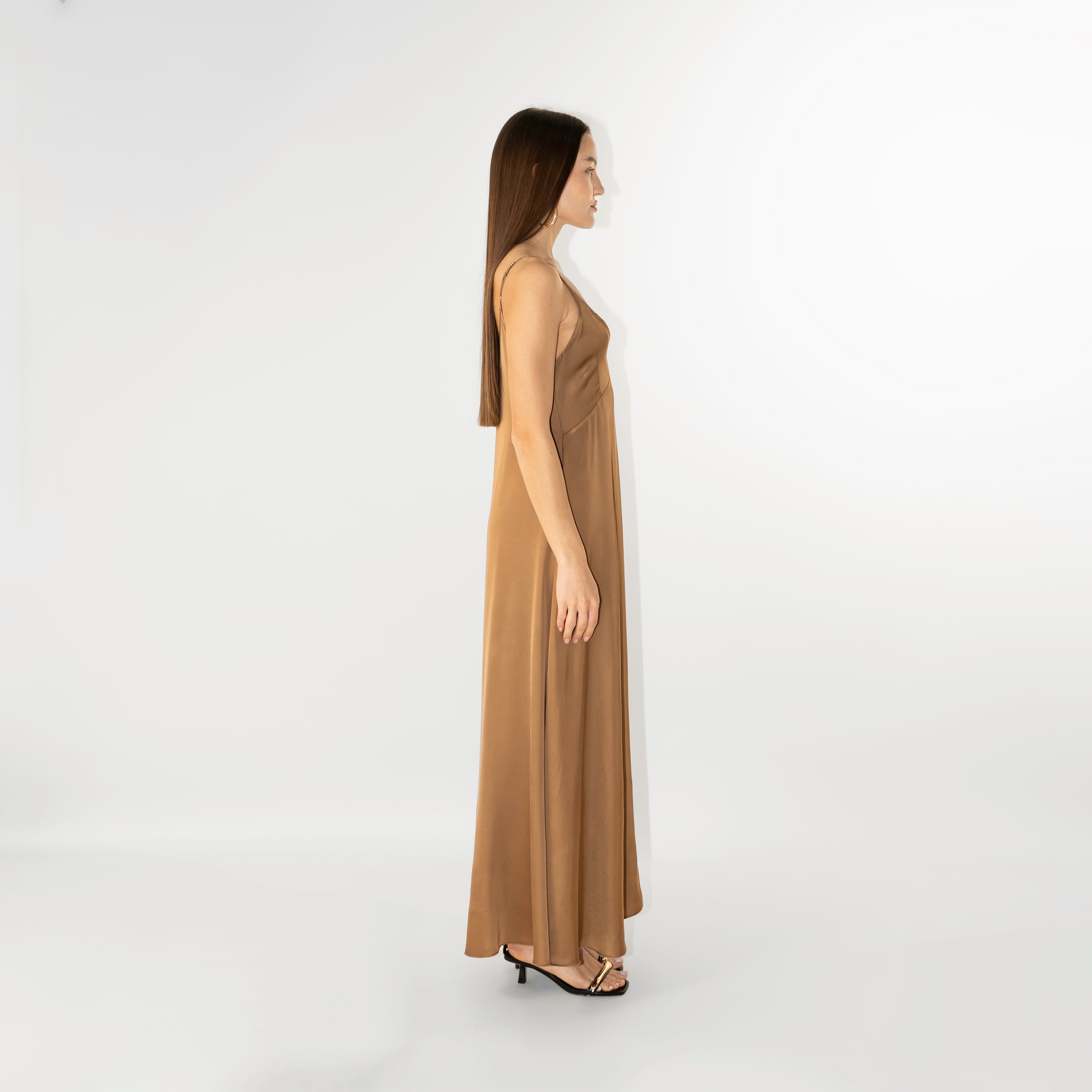 Abito maxi in raso viscosa