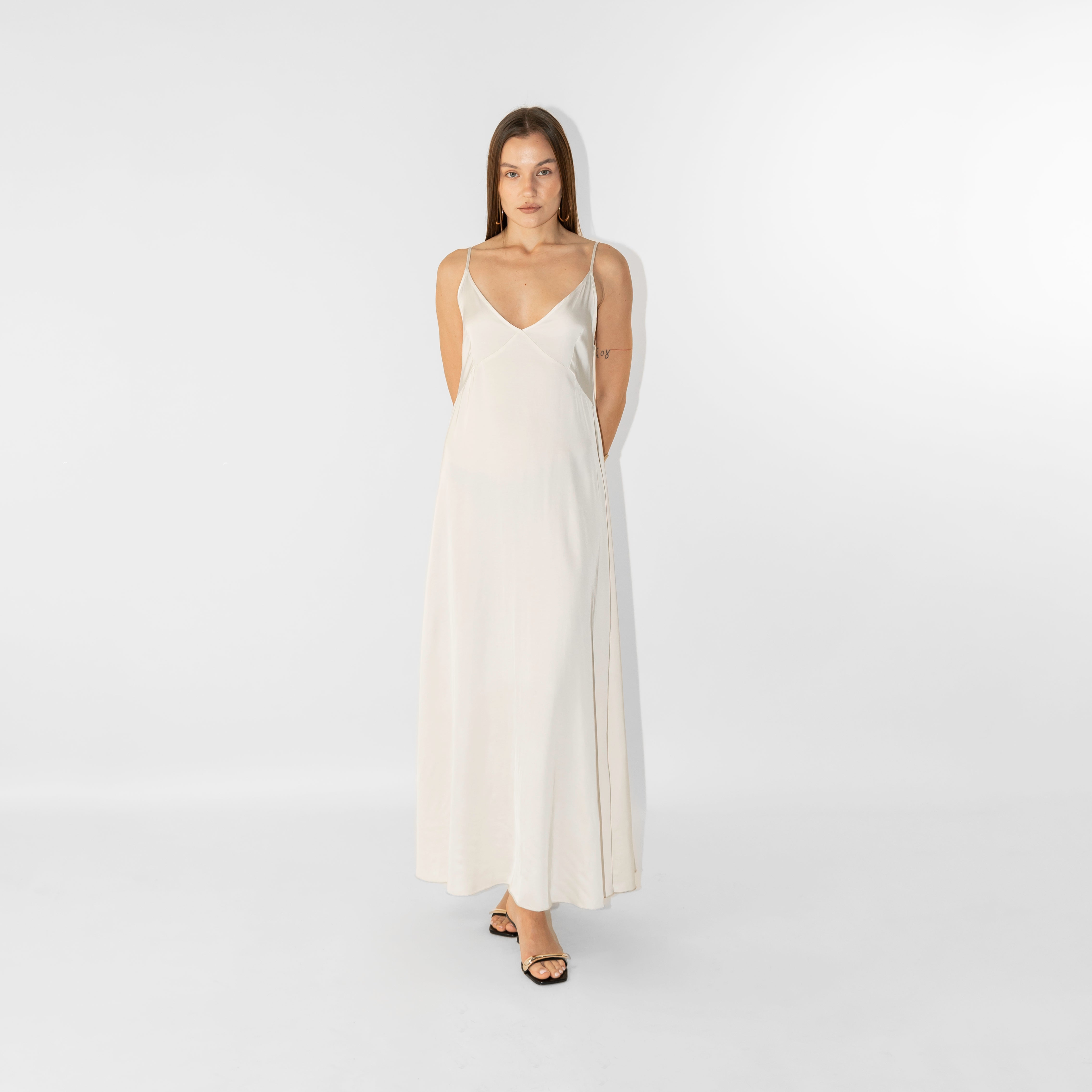 Abito maxi in raso viscosa