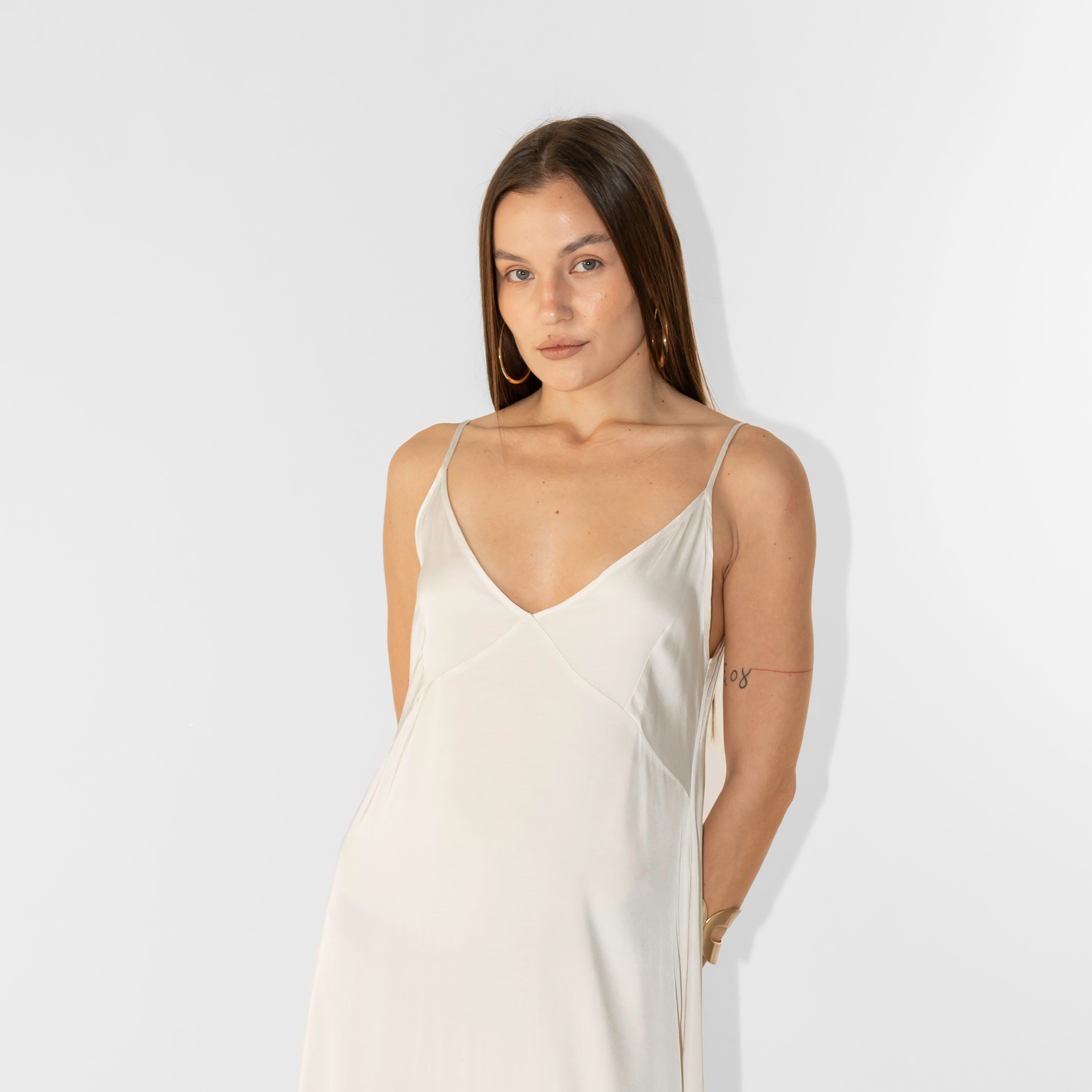 Abito maxi in raso viscosa