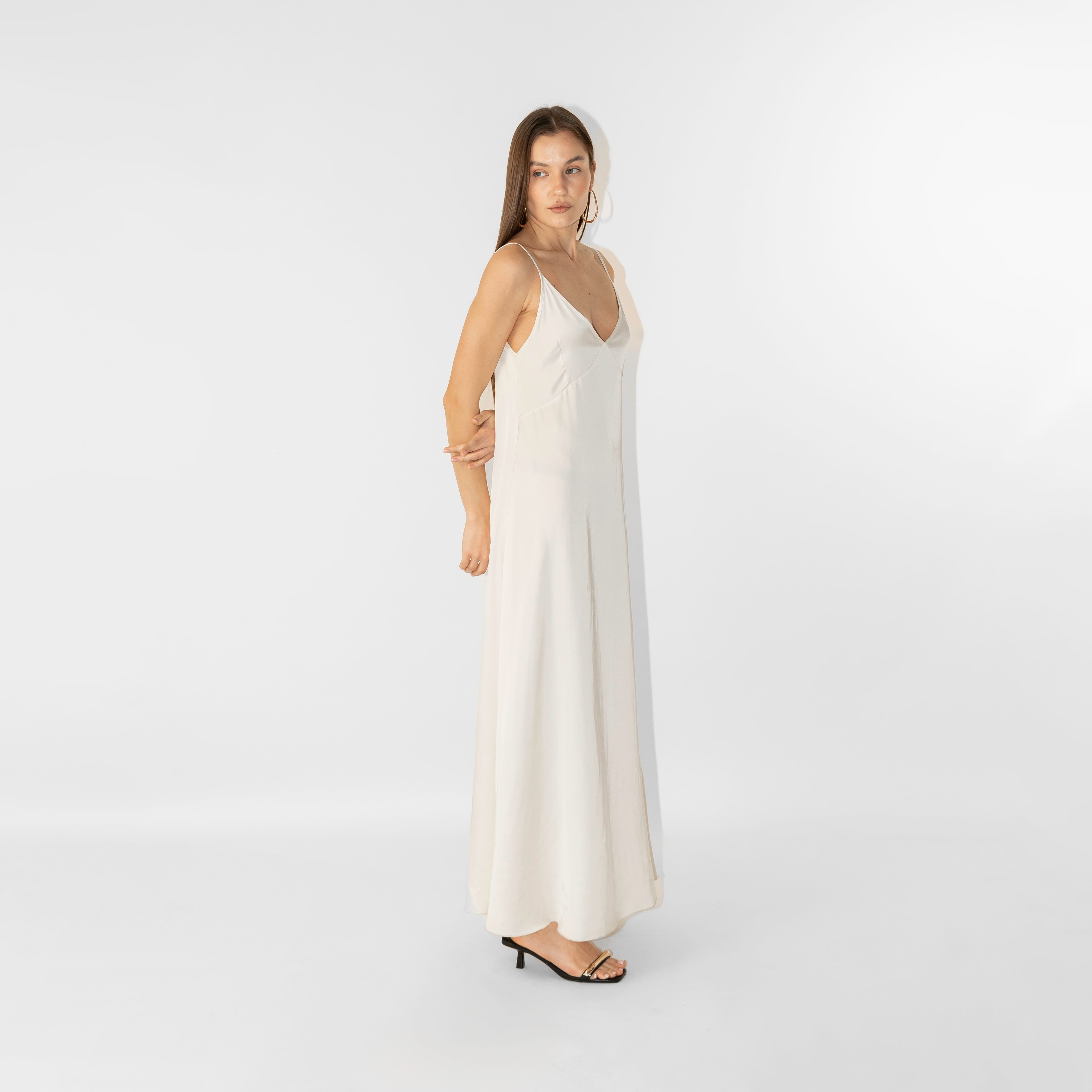 Abito maxi in raso viscosa