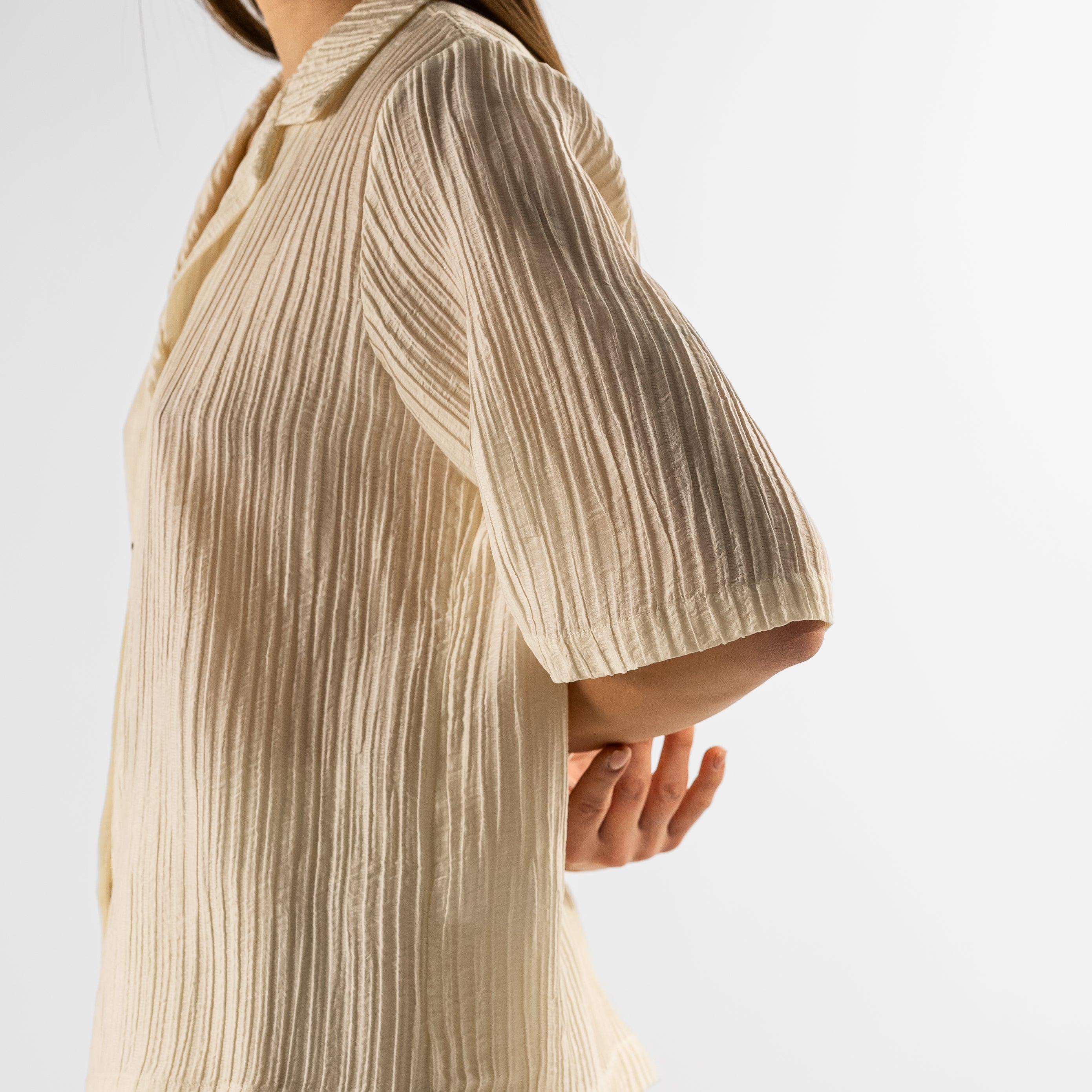 Camicia crinkle maniche corte