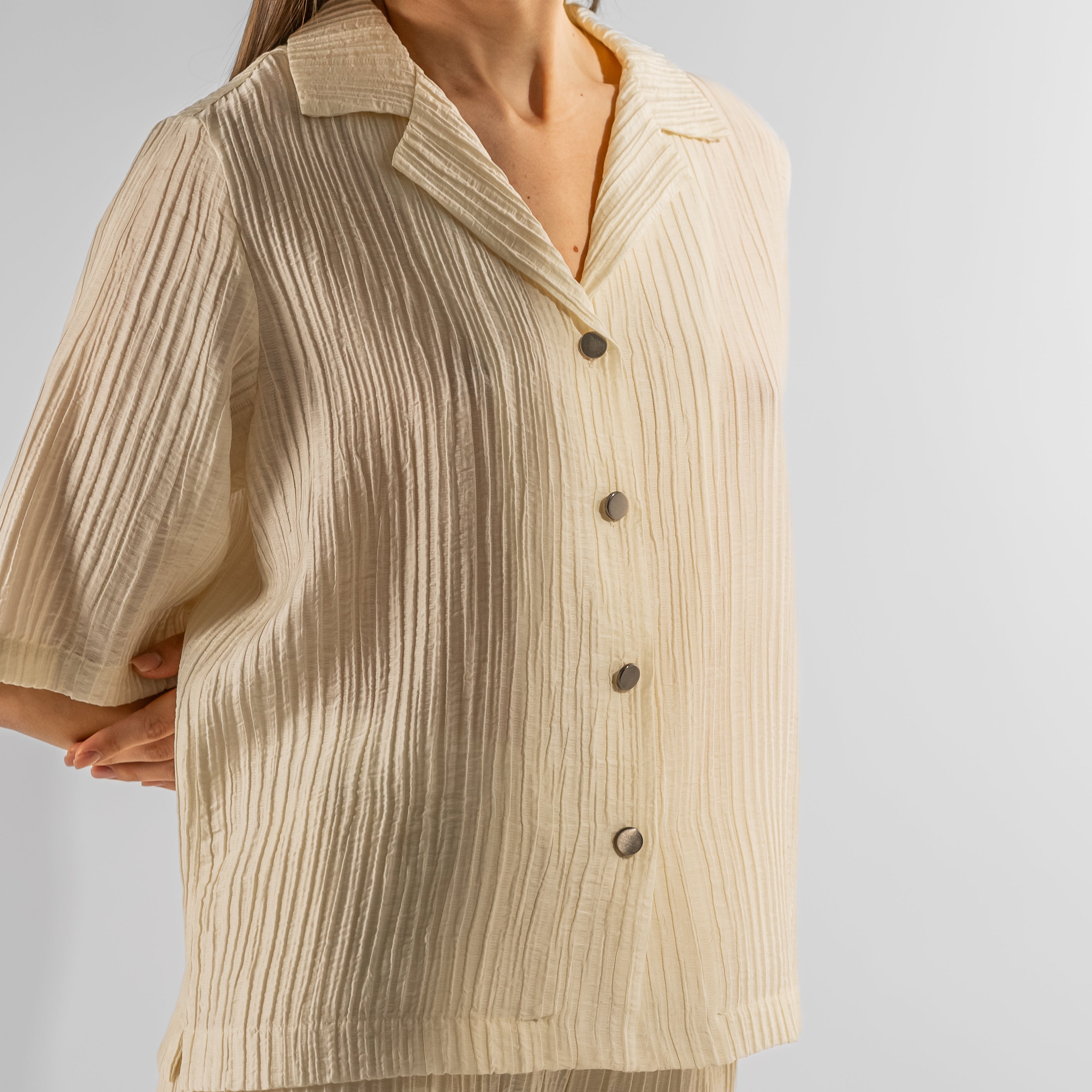 Camicia crinkle maniche corte