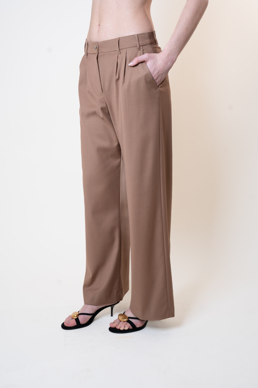 Pantaloni tailleur wide leg fit