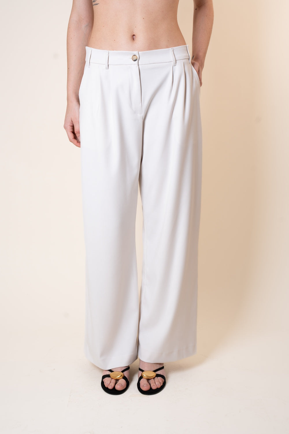 Pantaloni tailleur wide leg fit