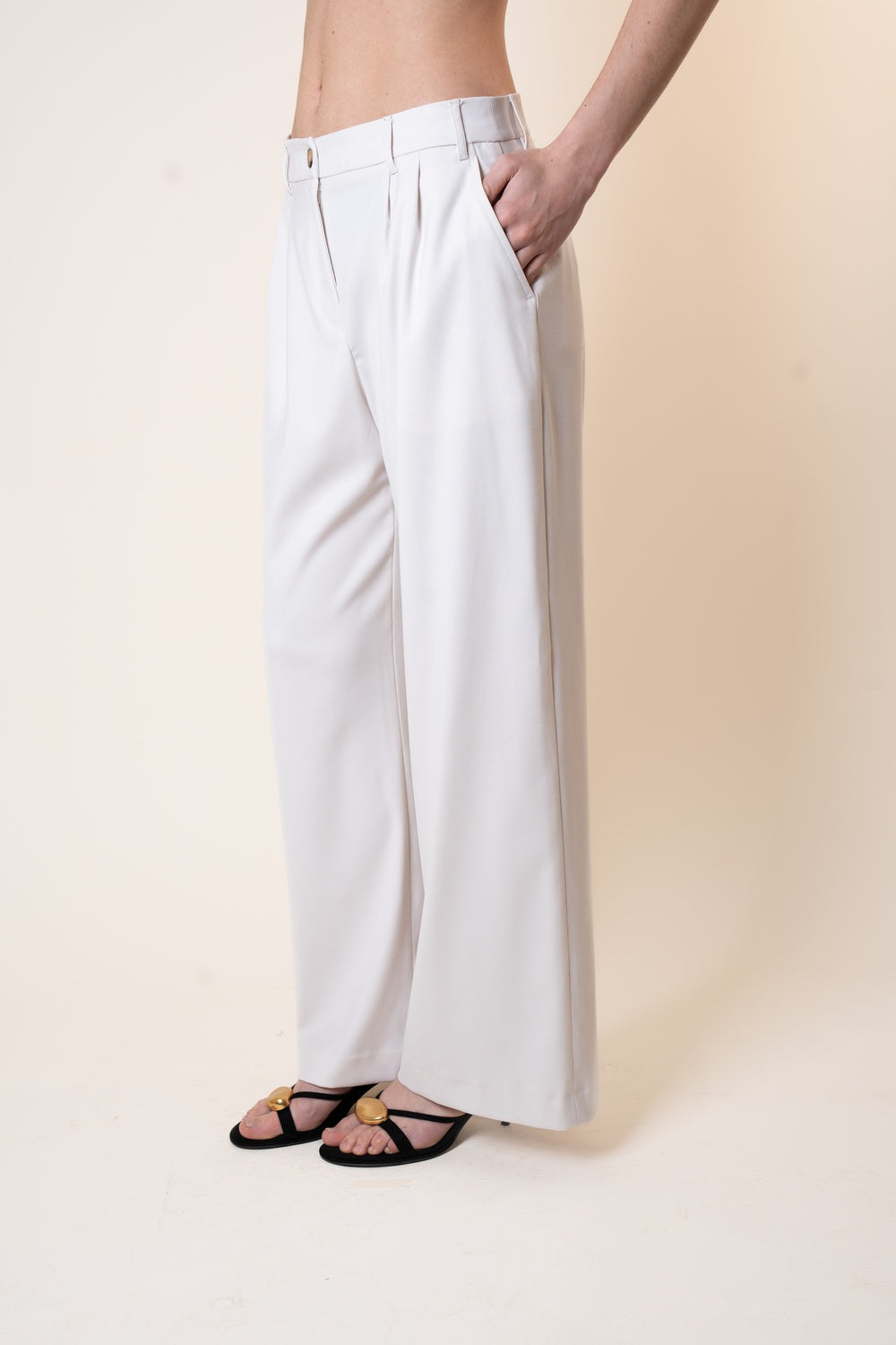 Pantaloni tailleur wide leg fit