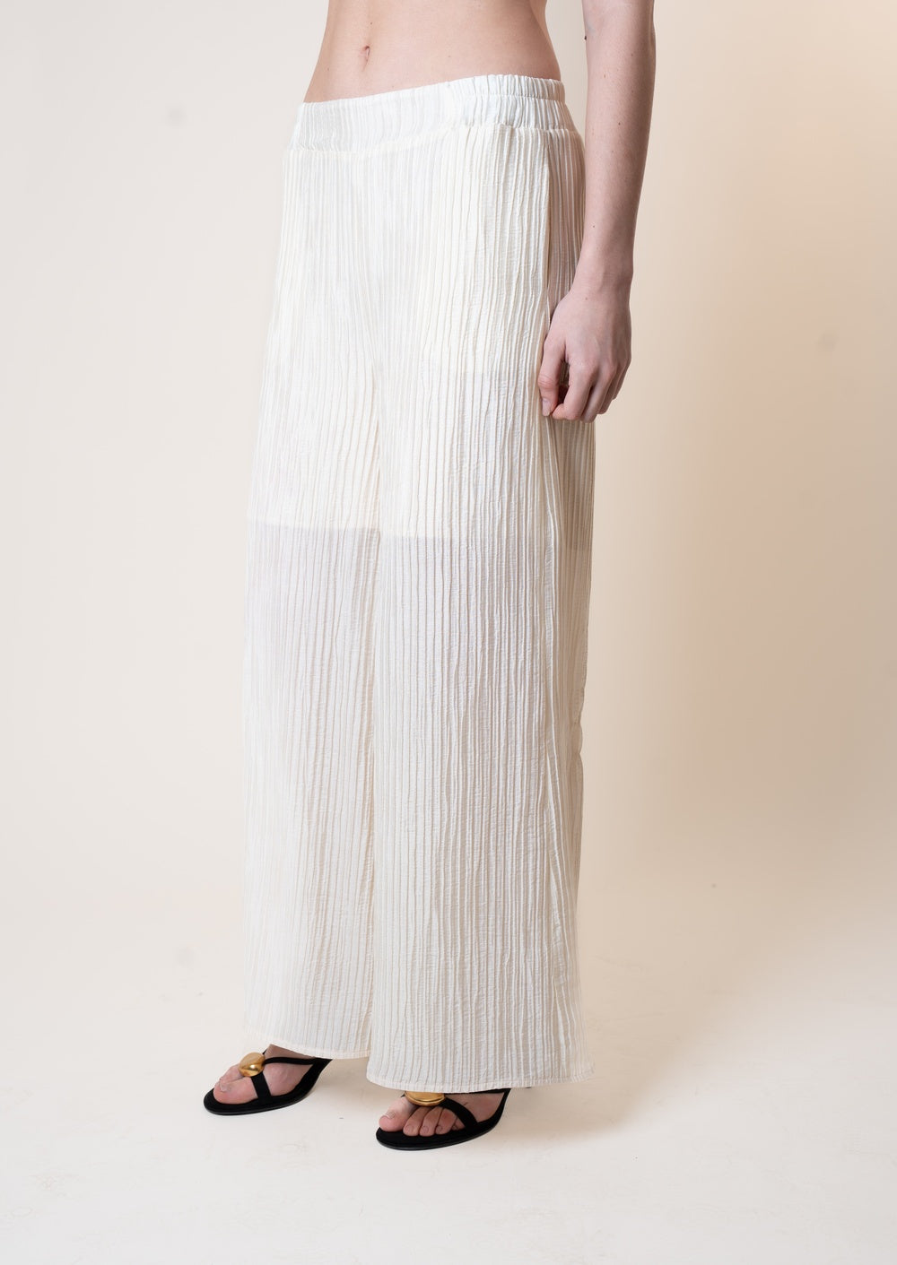 Pantaloni crickle wide leg fit