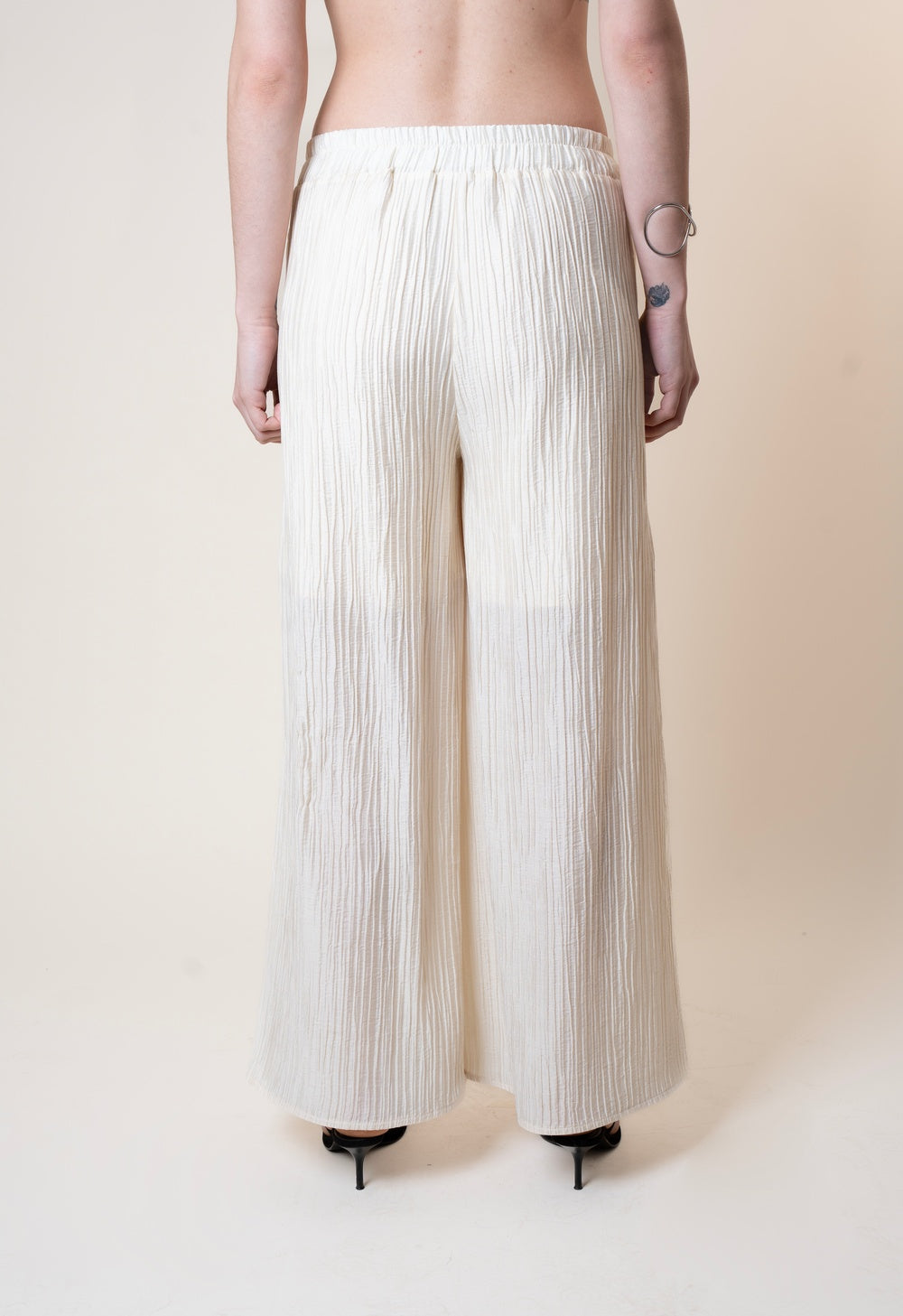 Pantaloni crickle wide leg fit