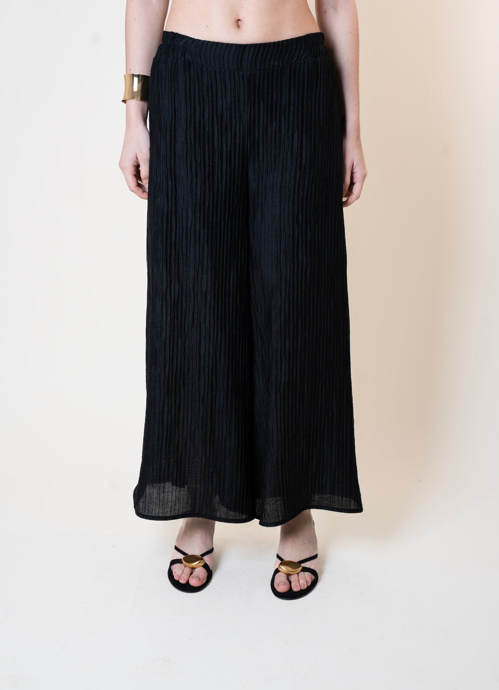 Pantaloni crickle wide leg fit