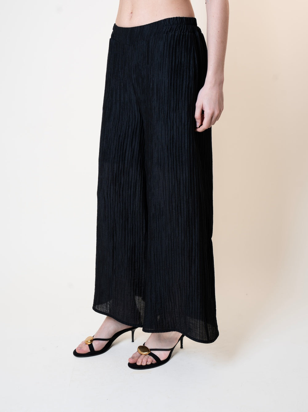 Pantaloni crickle wide leg fit