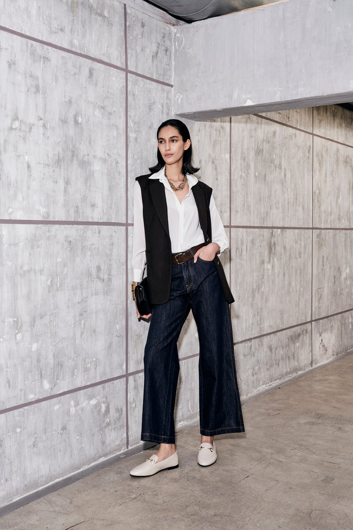 Gilet in lana con revers