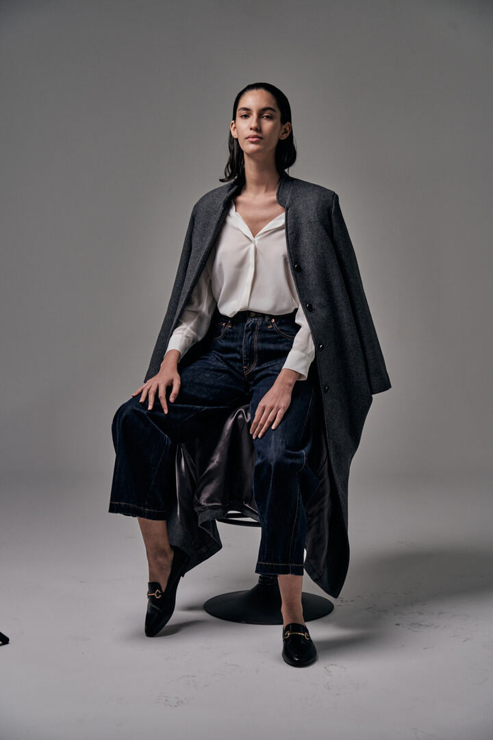 Cappotto lungo in lana con cintura opzionale