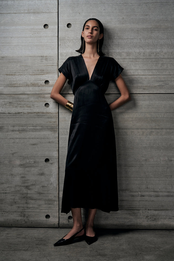 Abito lungo in cupro