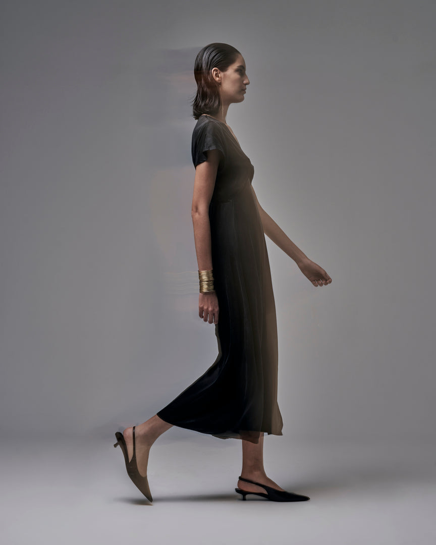 Abito lungo in cupro